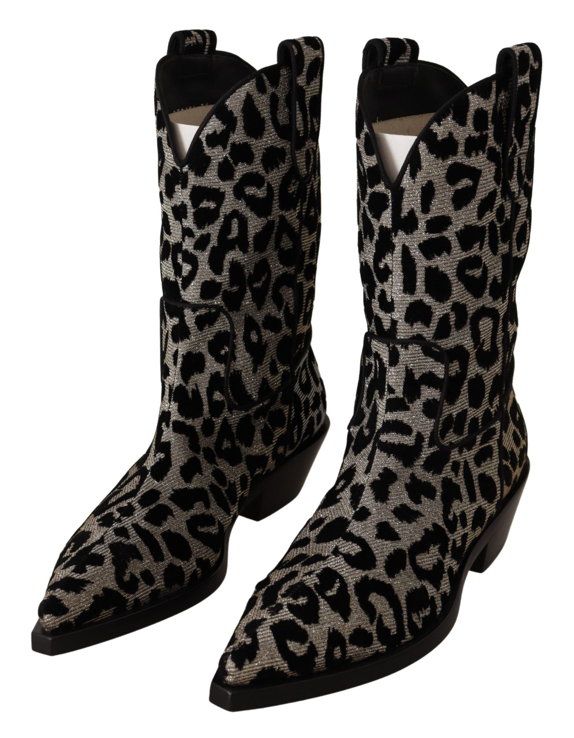 Cizme Dolce & Gabbana elegante cu imprimeu leopard până la jumătatea gambei