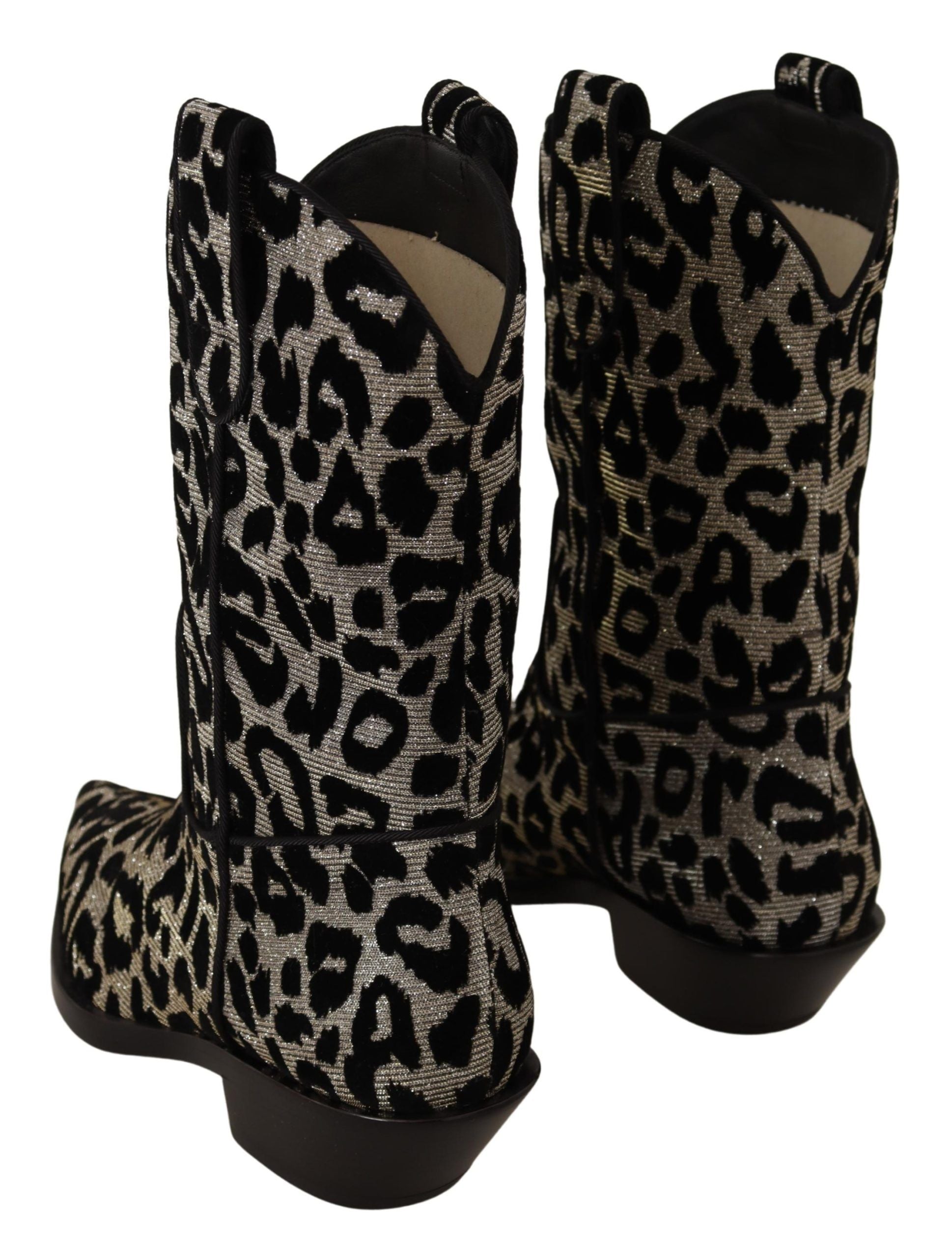 Cizme Dolce & Gabbana elegante cu imprimeu leopard până la jumătatea gambei