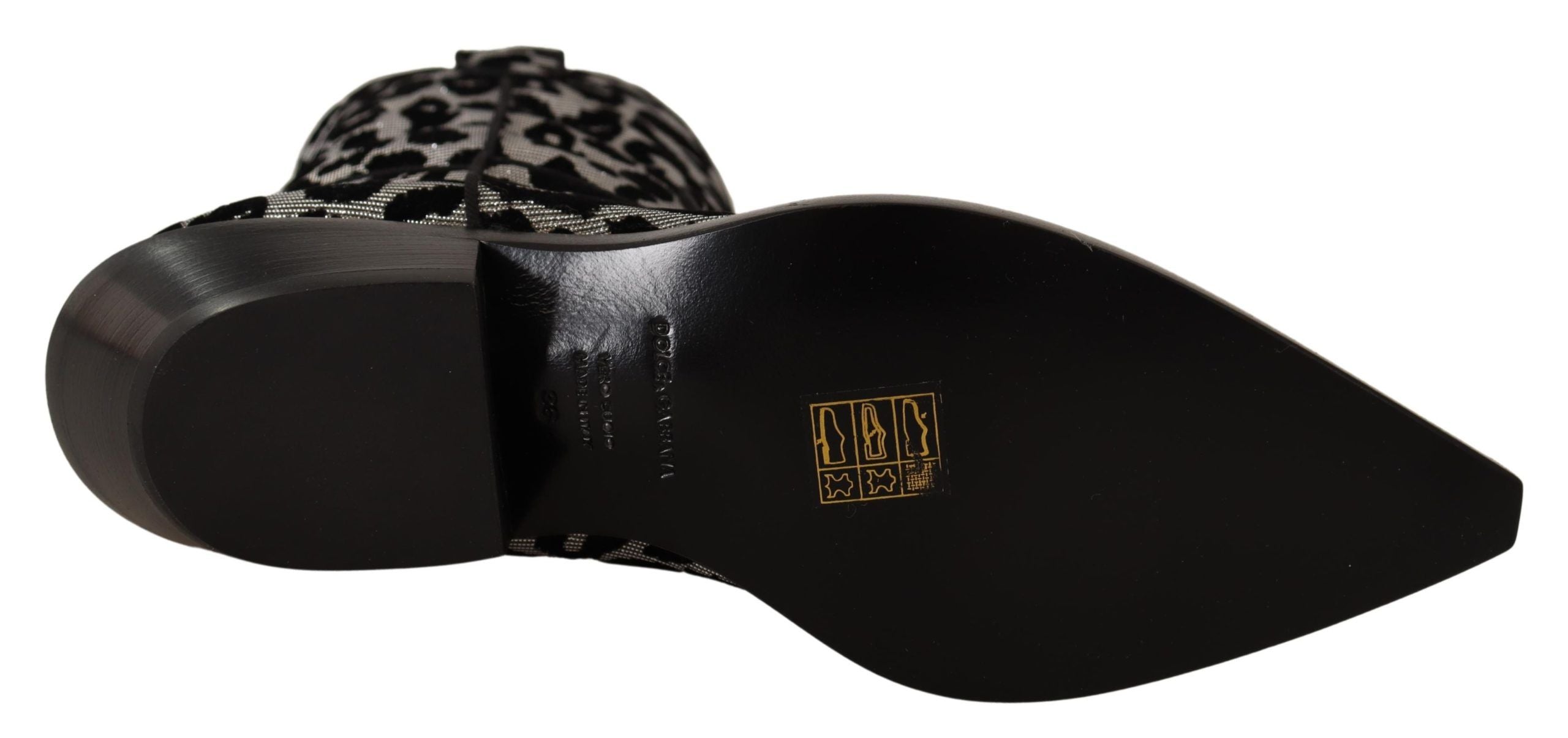 Cizme Dolce & Gabbana elegante cu imprimeu leopard până la jumătatea gambei