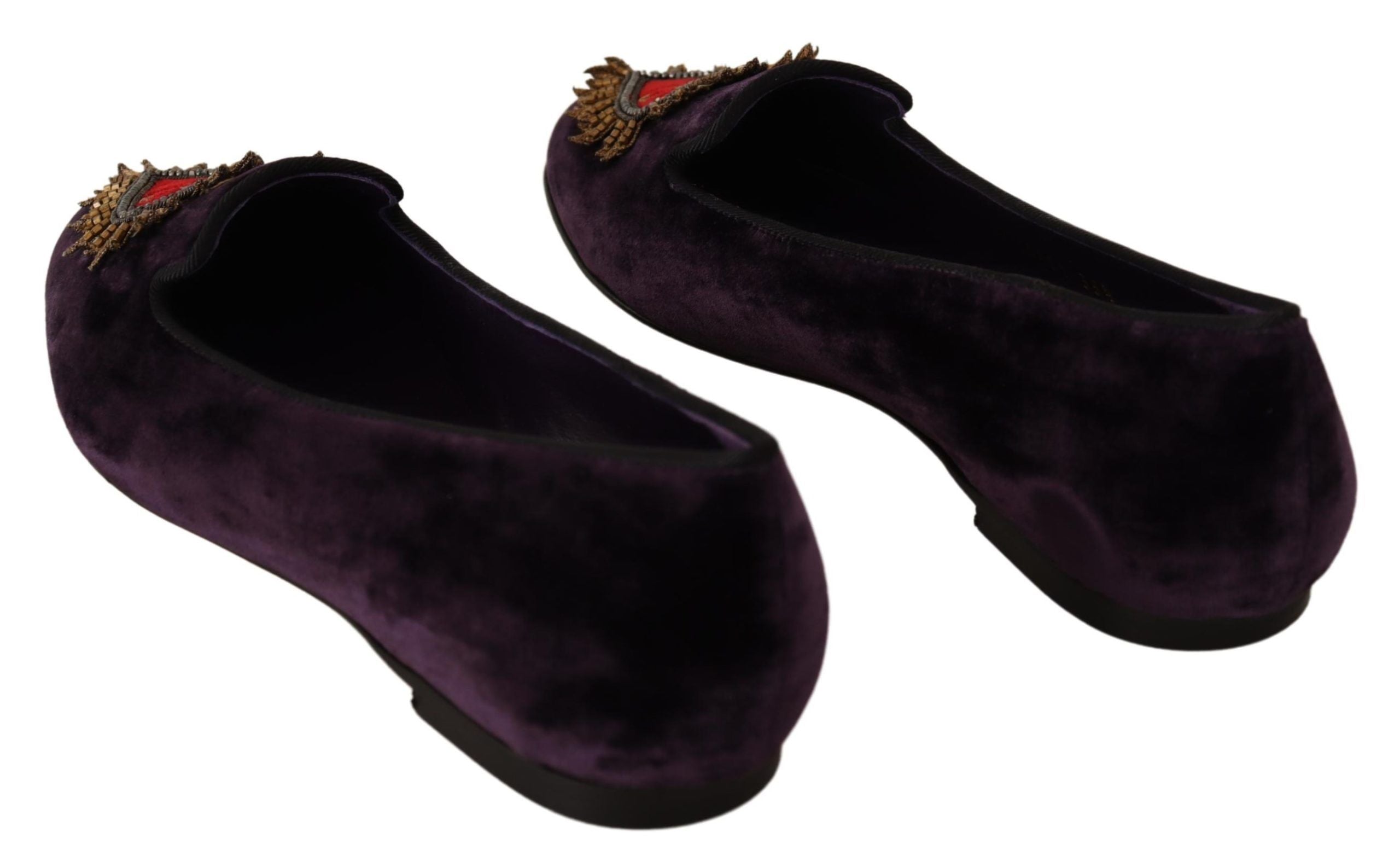 Mocasini Dolce & Gabbana Chic Purple din catifea cu detaliu inimă