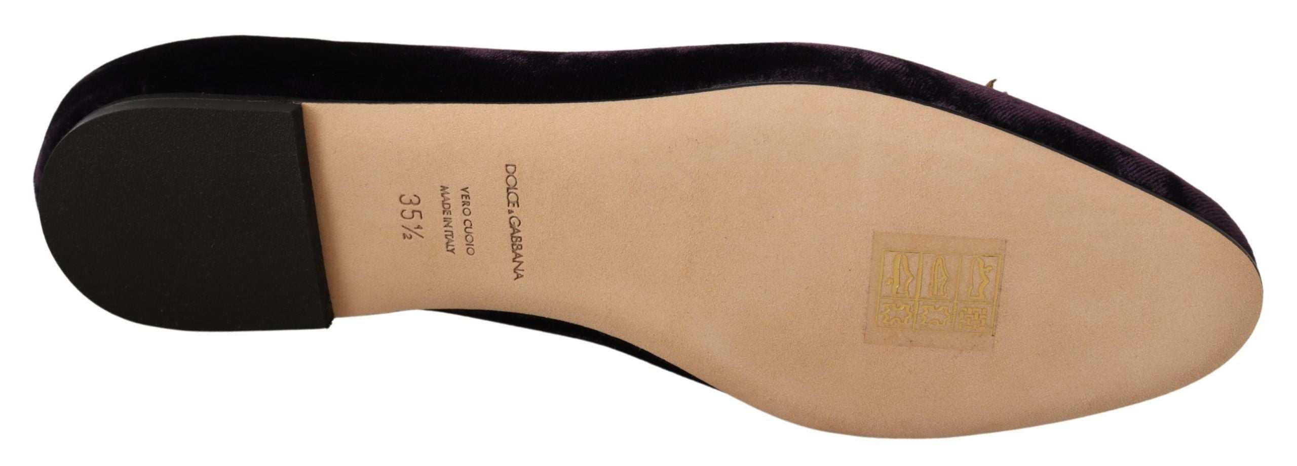 Mocasini Dolce & Gabbana Chic Purple din catifea cu detaliu inimă