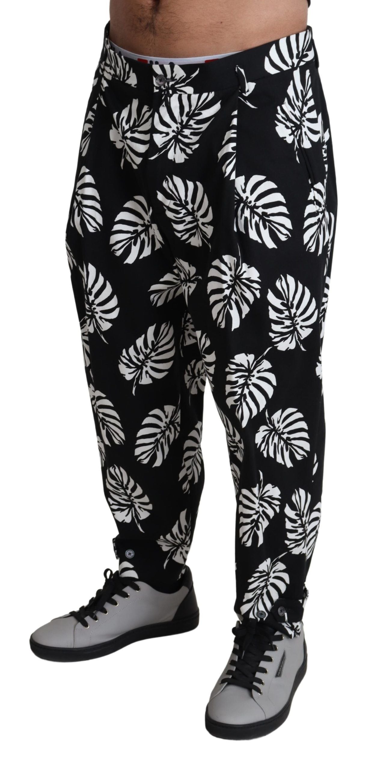 Dolce & Gabbana Elegante Baumwollhose mit Palmenblatt-Print