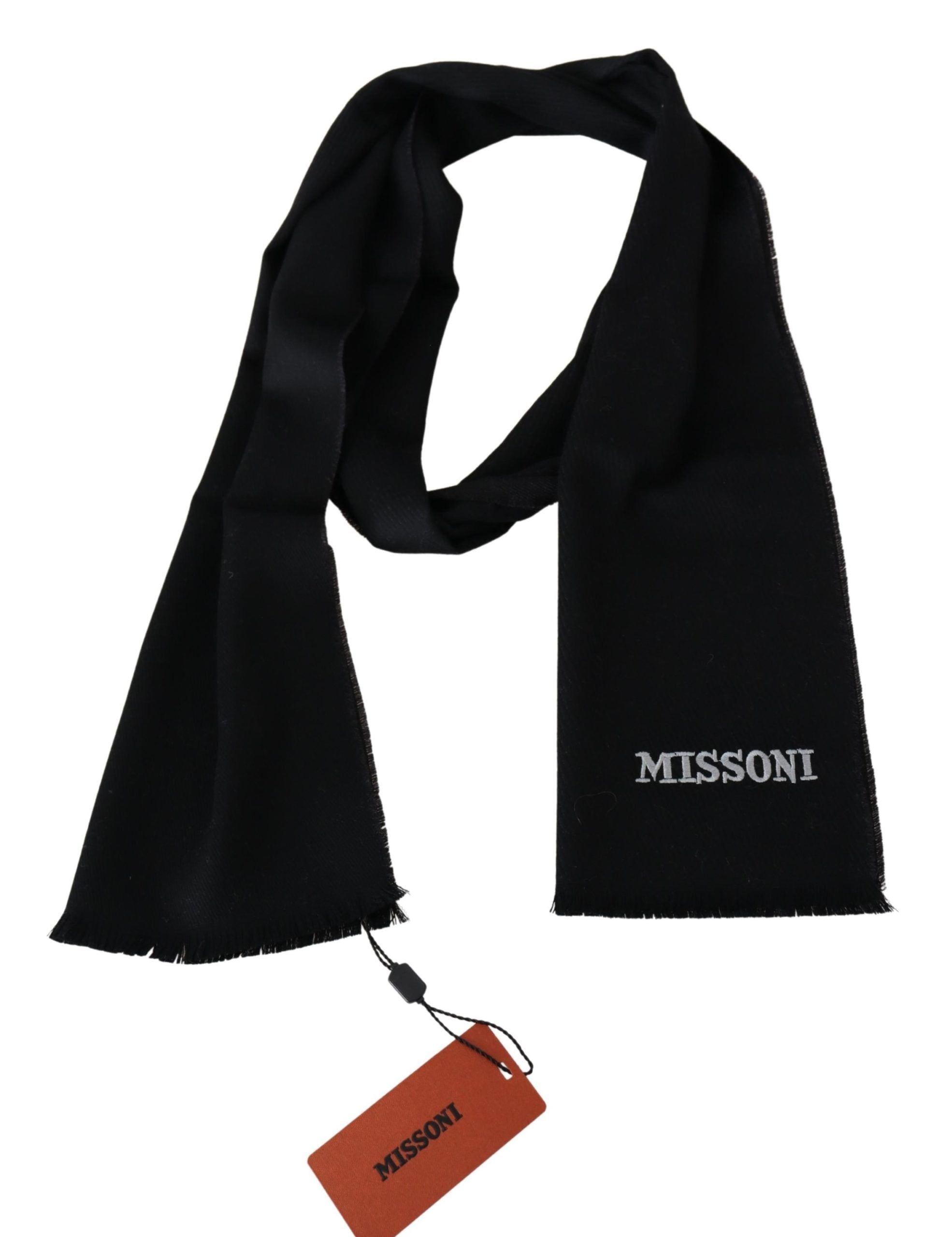 Missoni – Eleganter bestickter Wollschal in Schwarz