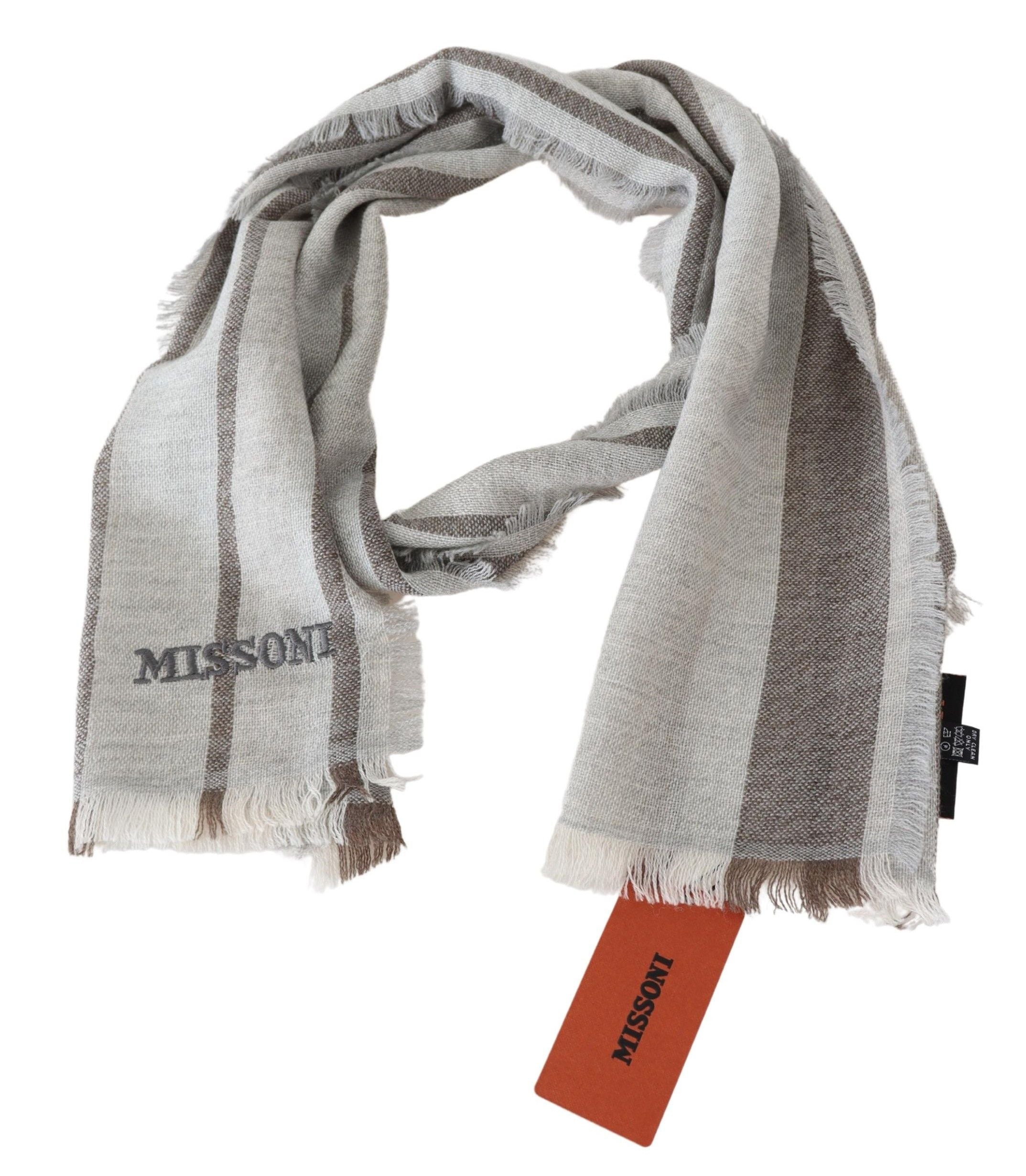 Missoni Mehrfarbiger Wollschal mit Streifen und Fransen, Unisex