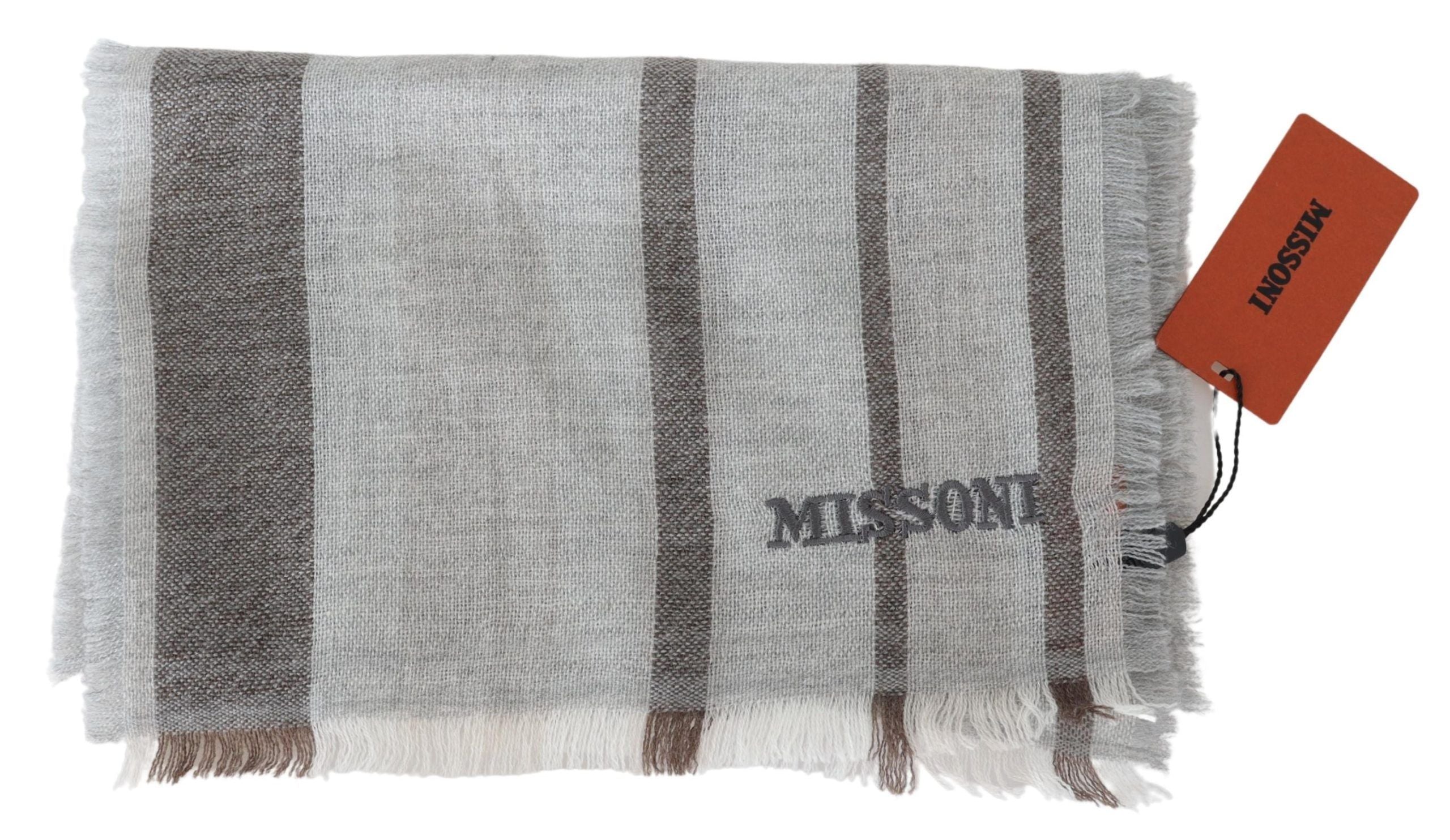 Missoni Mehrfarbiger Wollschal mit Streifen und Fransen, Unisex
