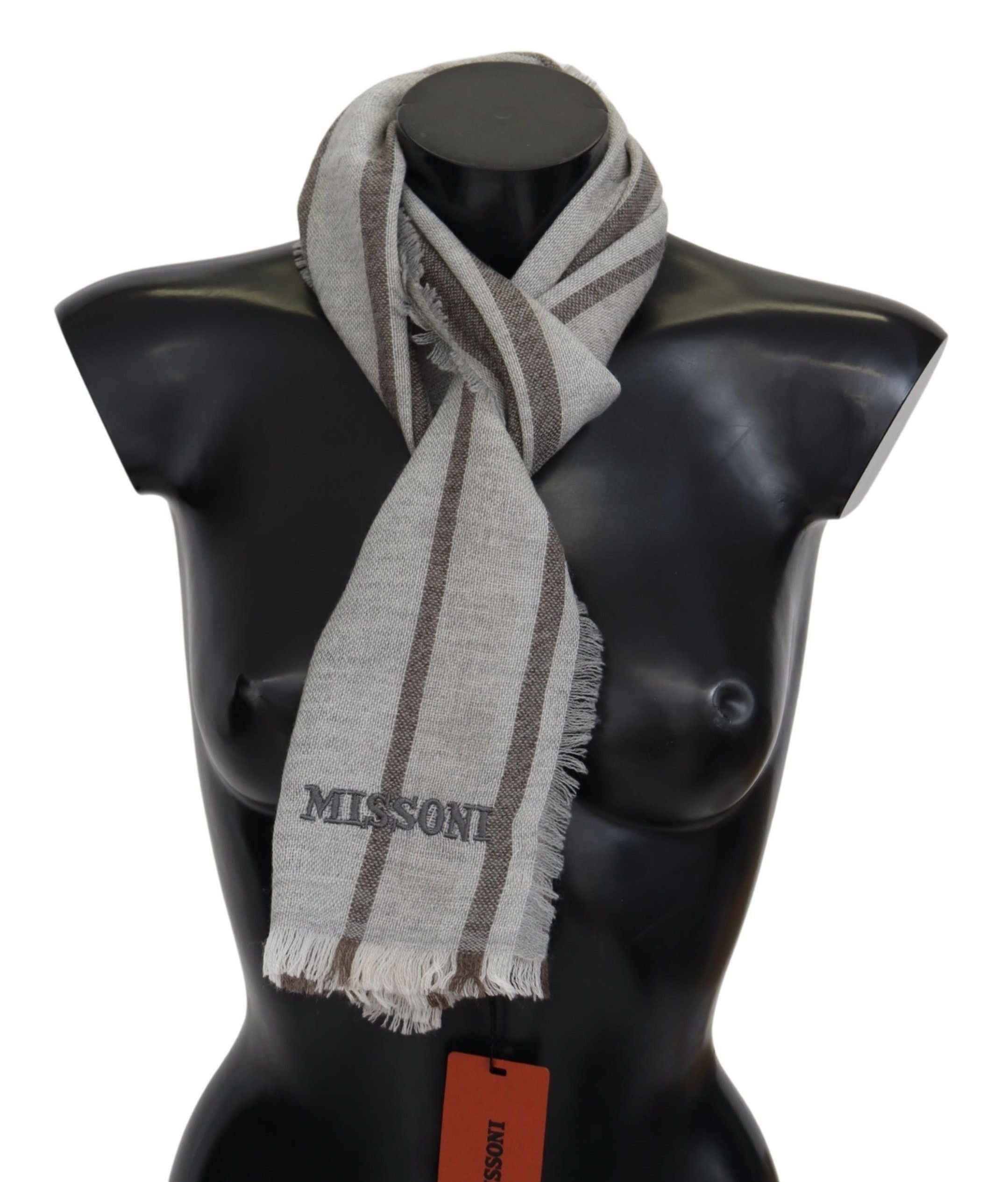 Missoni Mehrfarbiger Wollschal mit Streifen und Fransen, Unisex
