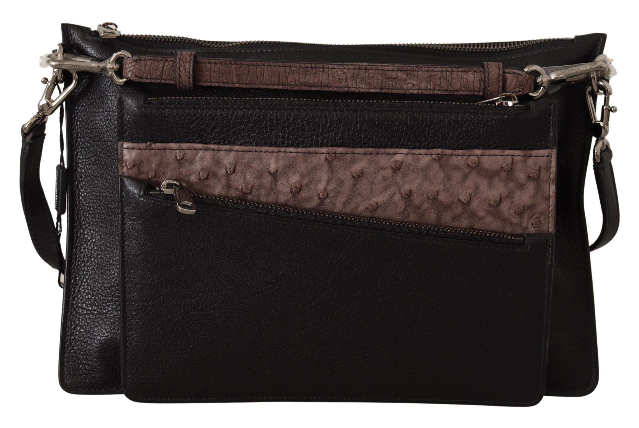 Dolce & Gabbana Elegante Sling-Umhängetasche aus schwarzem Leder