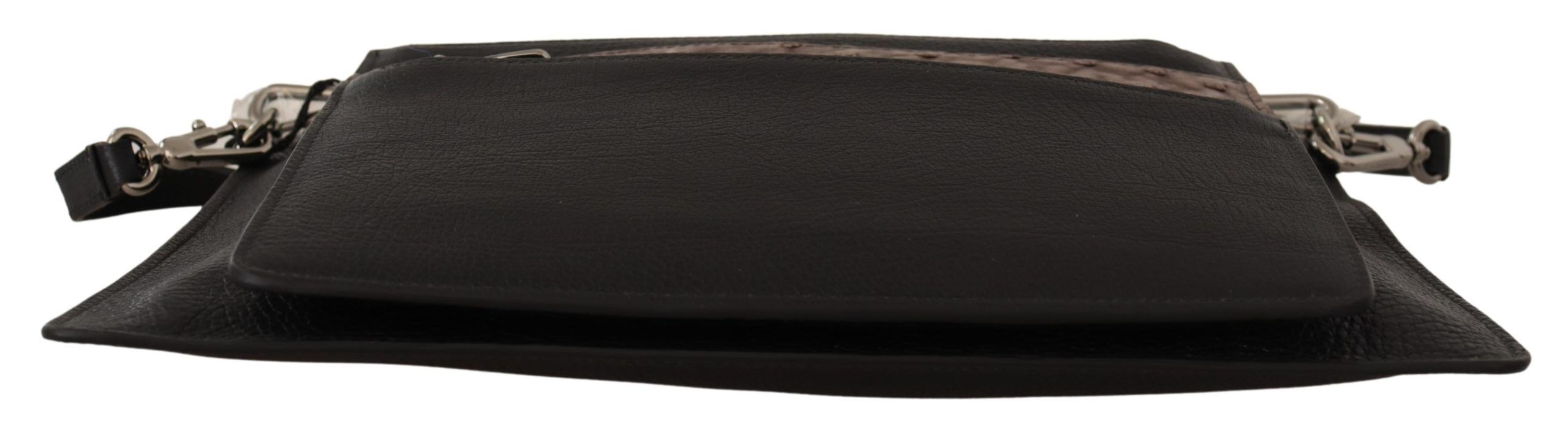 Dolce & Gabbana Elegante Sling-Umhängetasche aus schwarzem Leder