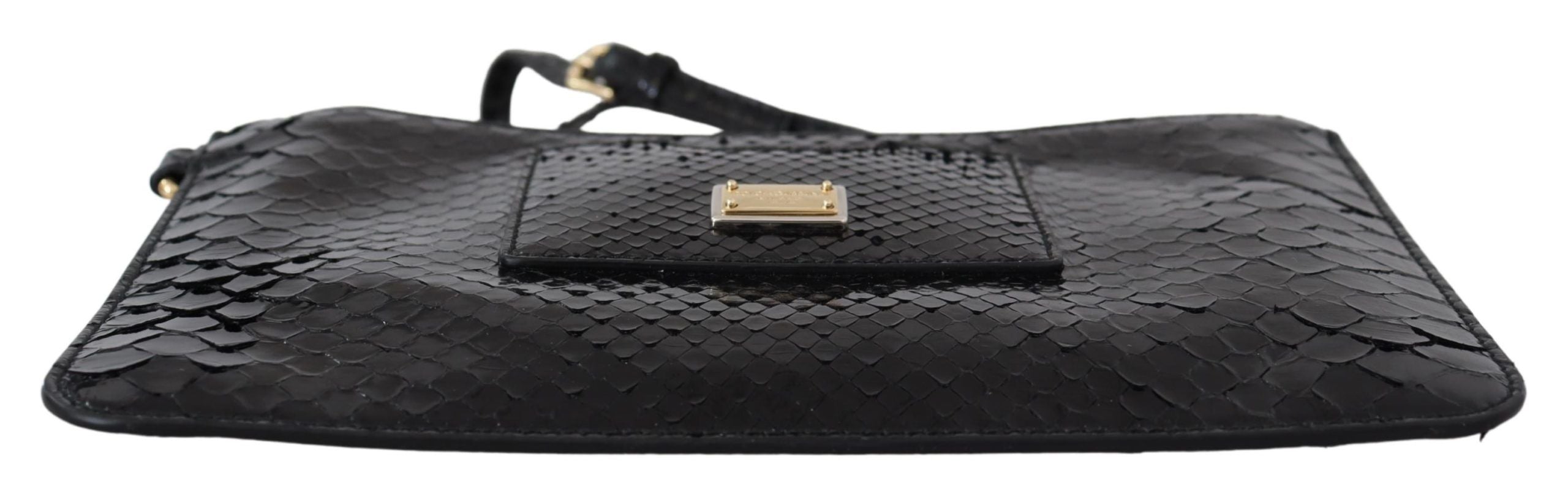 Portofel Dolce & Gabbana din piele exotică neagră cu mânecă