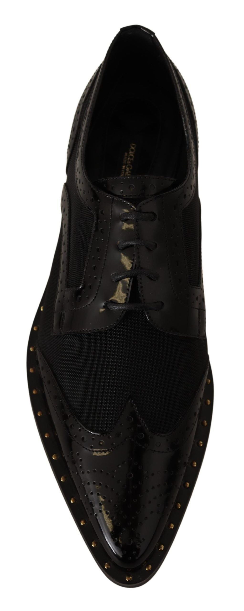 Dolce & Gabbana Elegante schwarze Oxford-Schnürschuhe mit Goldbesatz