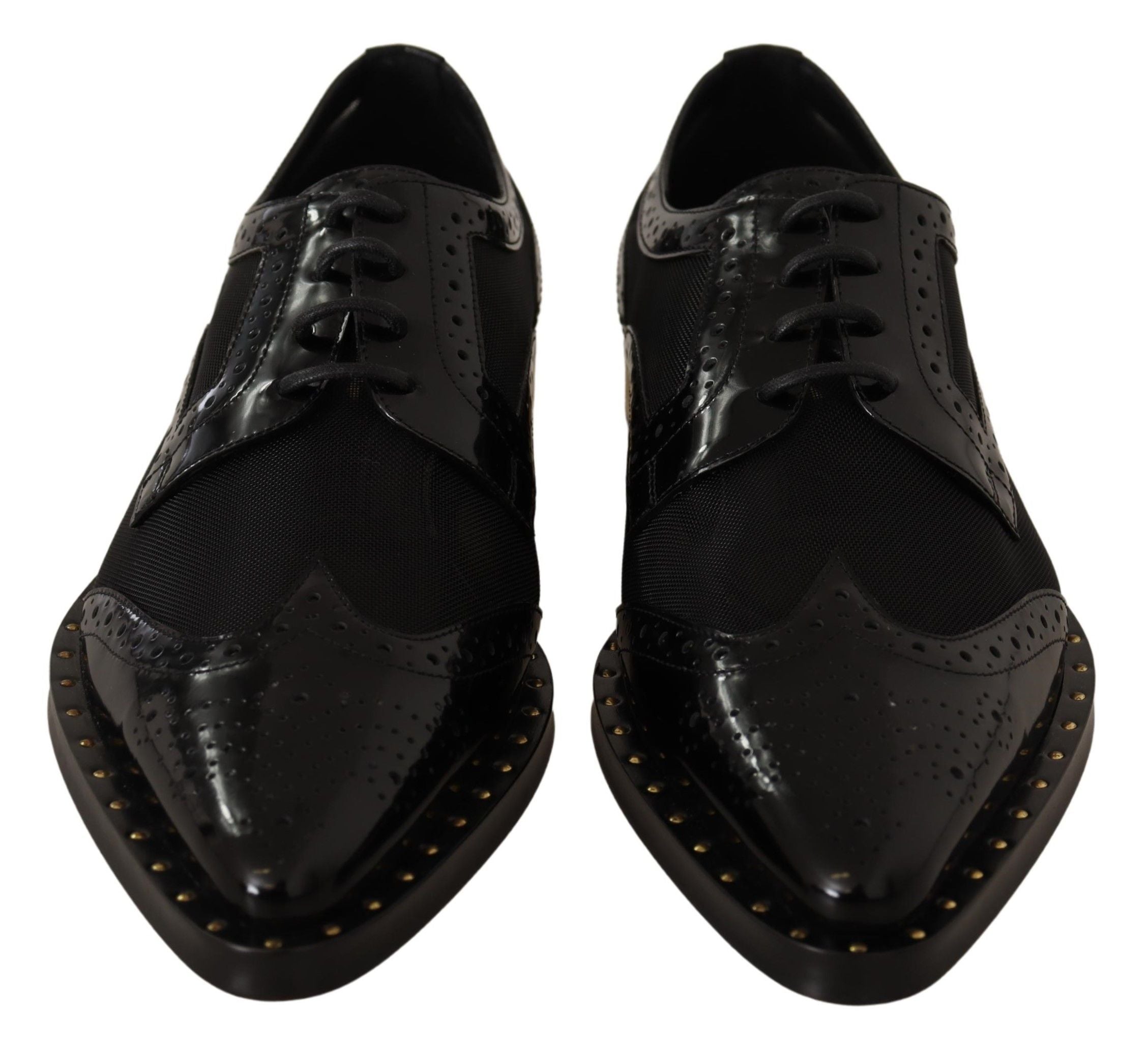 Dolce & Gabbana Elegante schwarze Oxford-Schnürschuhe mit Goldbesatz