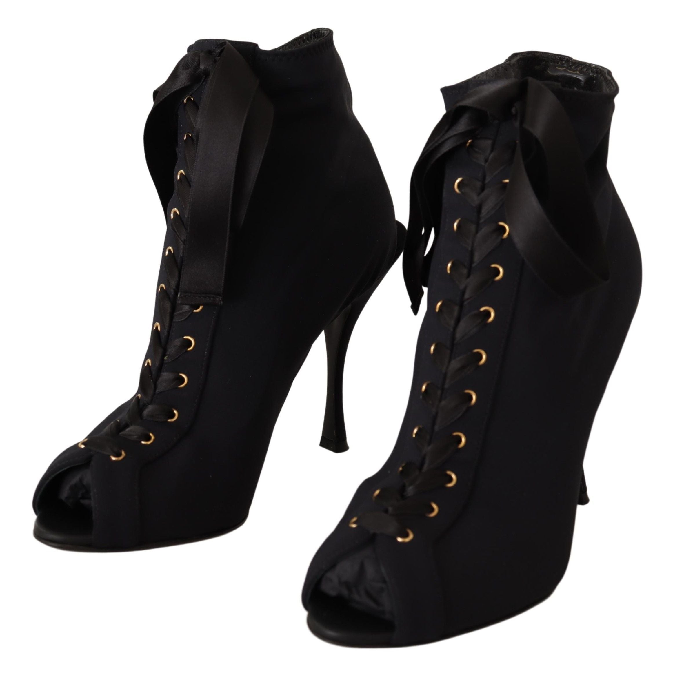 Cizme elegante cu toc deschis la gleznă Dolce & Gabbana