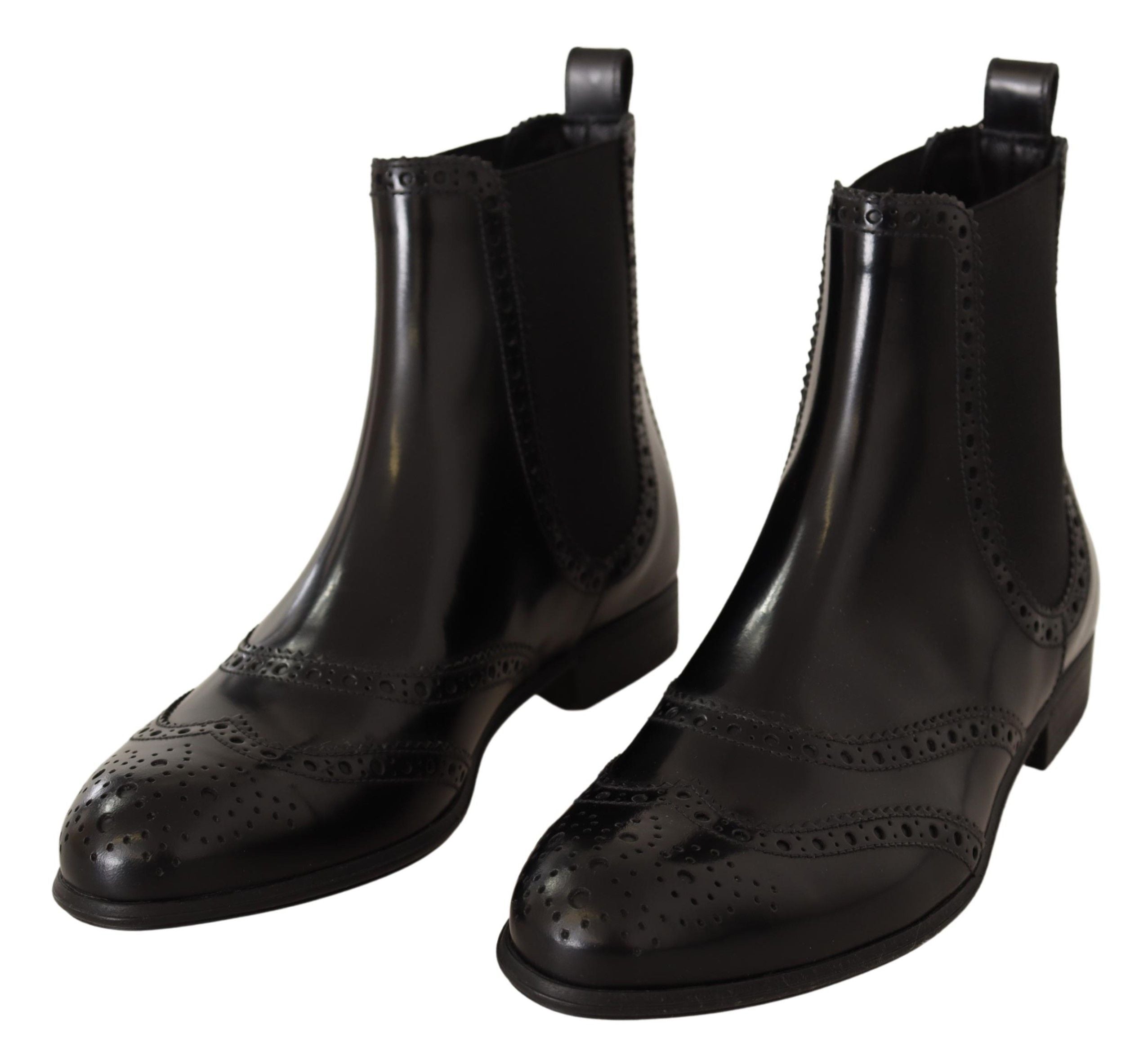 Dolce & Gabbana – Elegante schwarze Oxford-Stiefel mit Flügelkappe