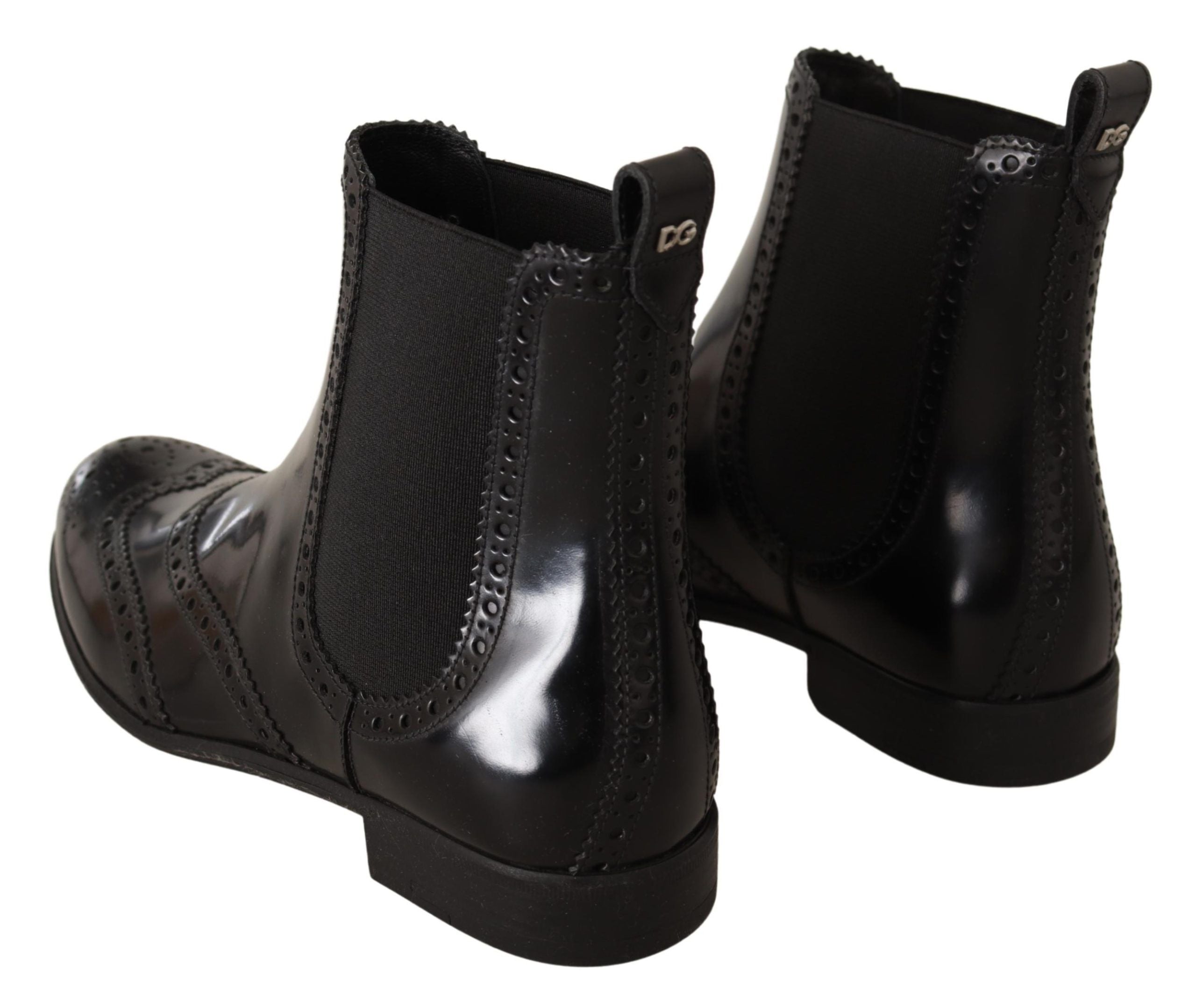 Dolce & Gabbana – Elegante schwarze Oxford-Stiefel mit Flügelkappe