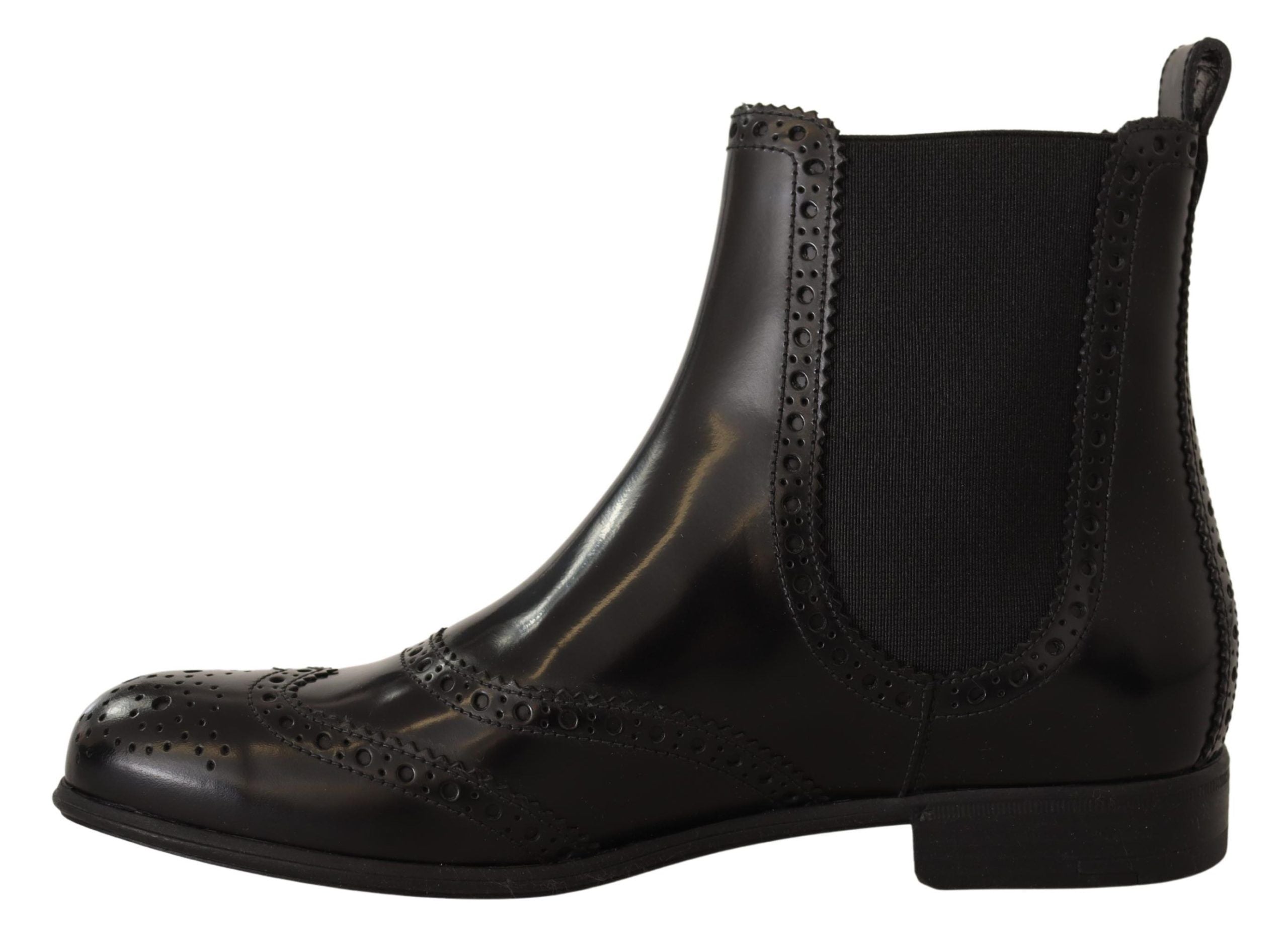 Dolce & Gabbana – Elegante schwarze Oxford-Stiefel mit Flügelkappe