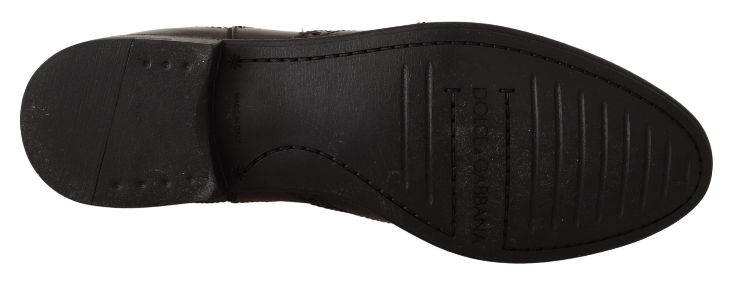 Dolce & Gabbana – Elegante schwarze Oxford-Stiefel mit Flügelkappe