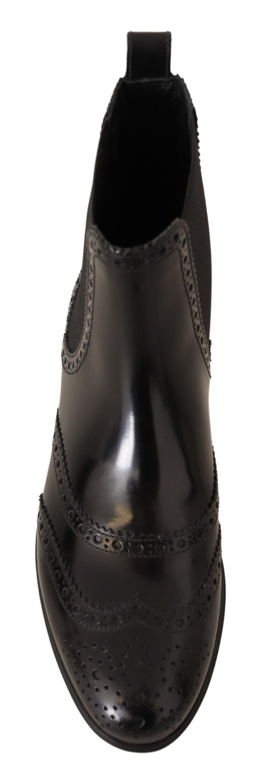 Dolce & Gabbana – Elegante schwarze Oxford-Stiefel mit Flügelkappe