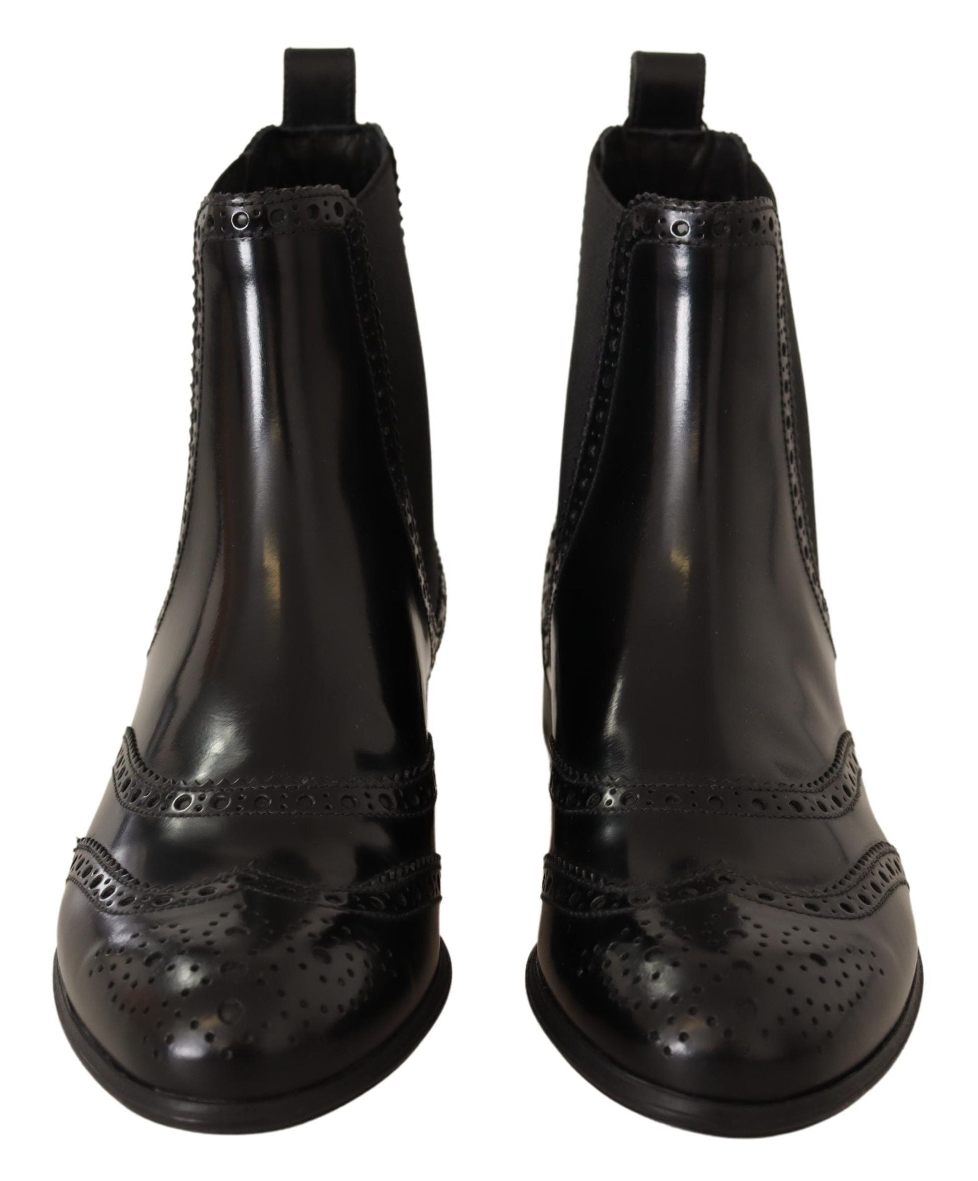 Dolce & Gabbana – Elegante schwarze Oxford-Stiefel mit Flügelkappe
