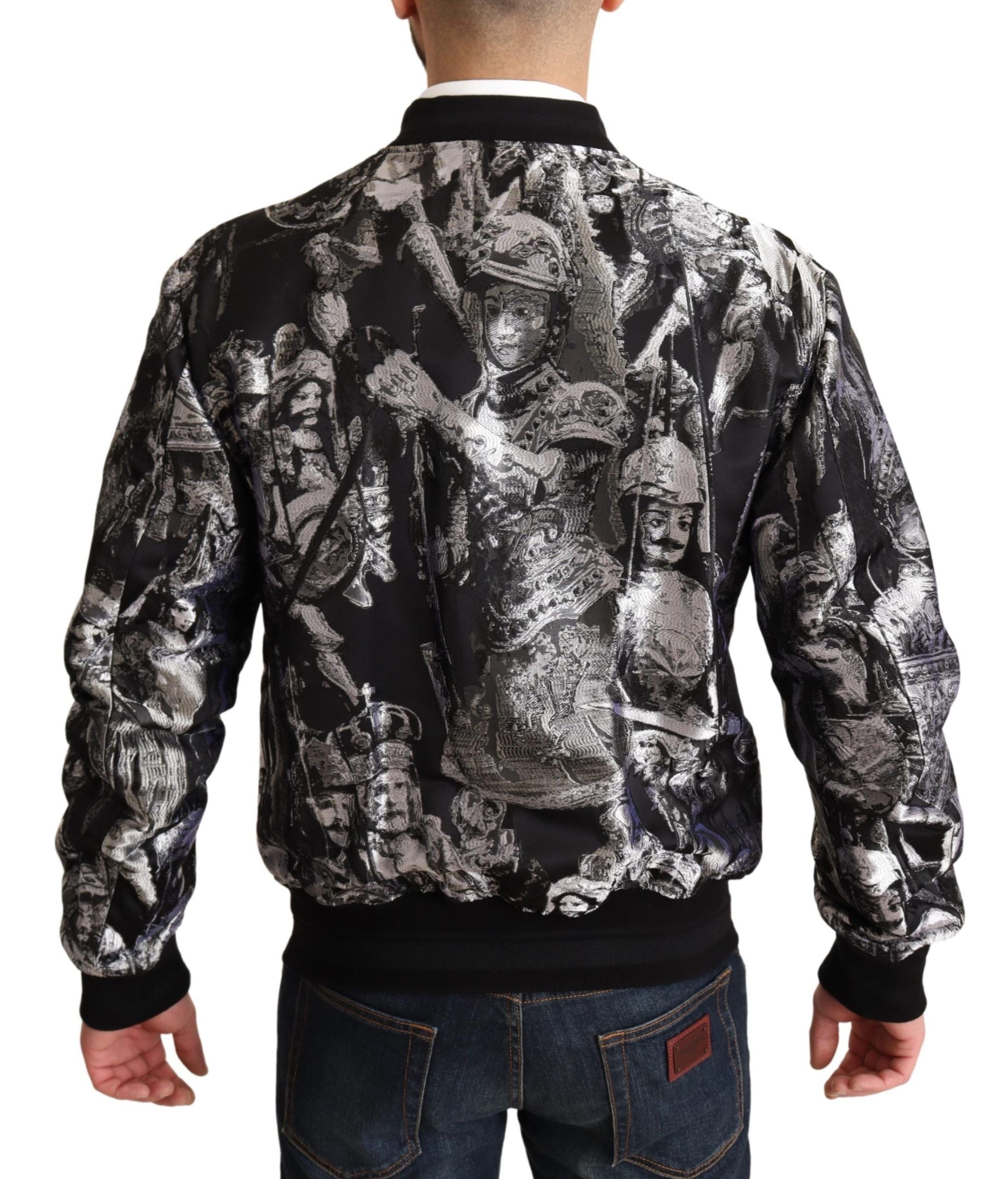 Dolce & Gabbana Jachetă bomber elegantă neagră cu detalii argintii