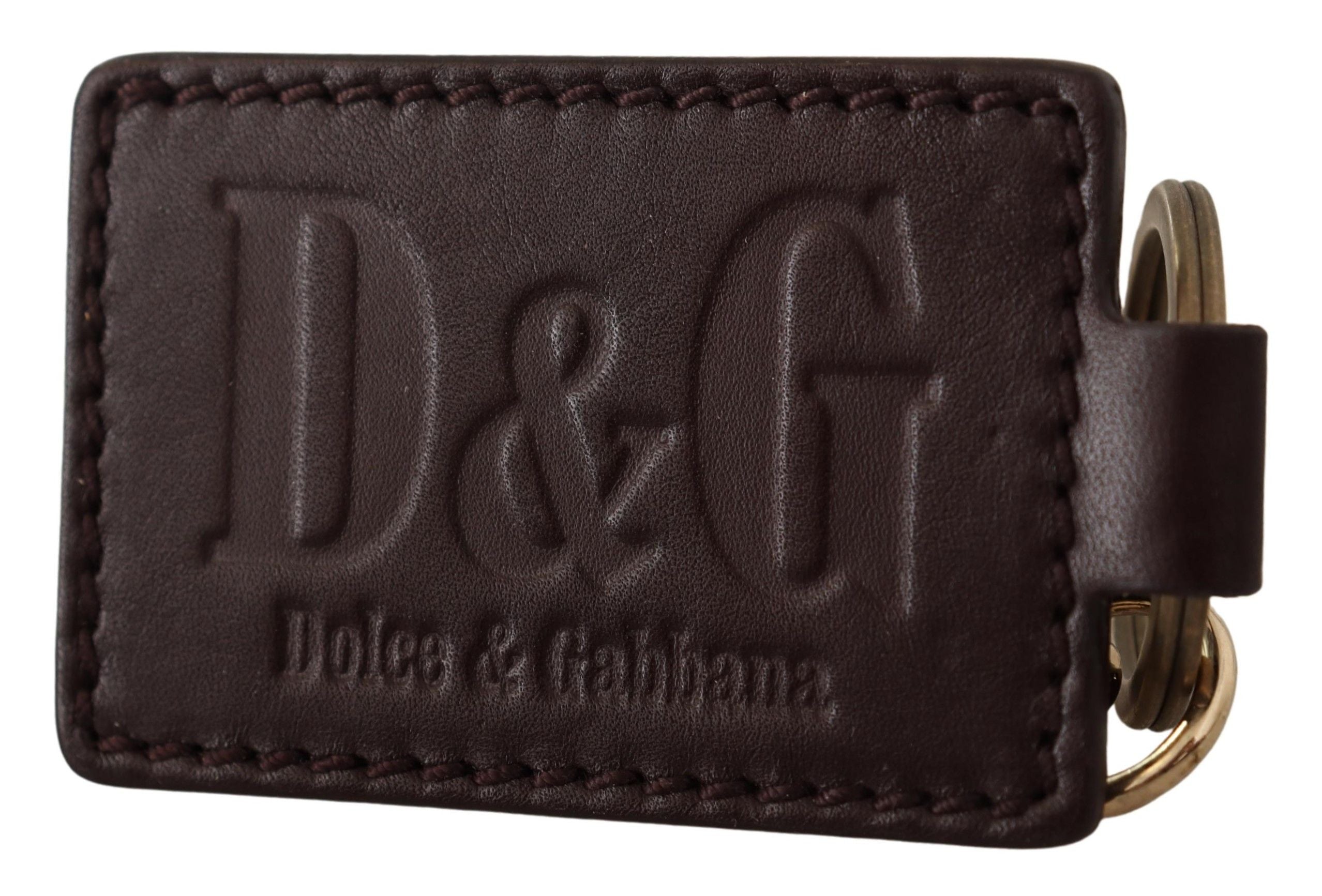 Breloc elegant unisex din piele cu detalii aurii Dolce & Gabbana