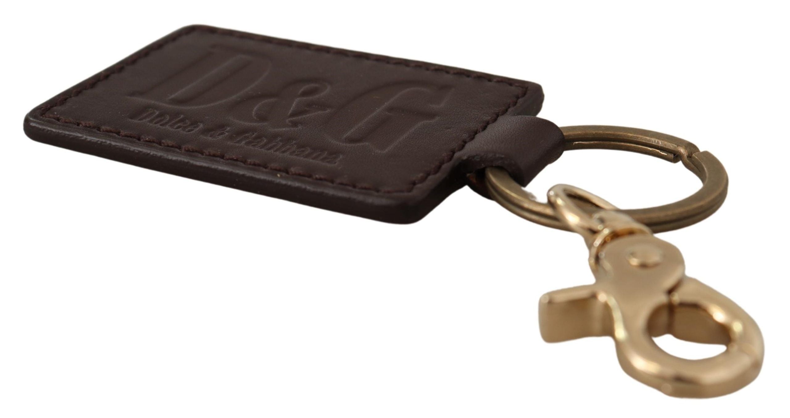 Breloc elegant unisex din piele cu detalii aurii Dolce & Gabbana