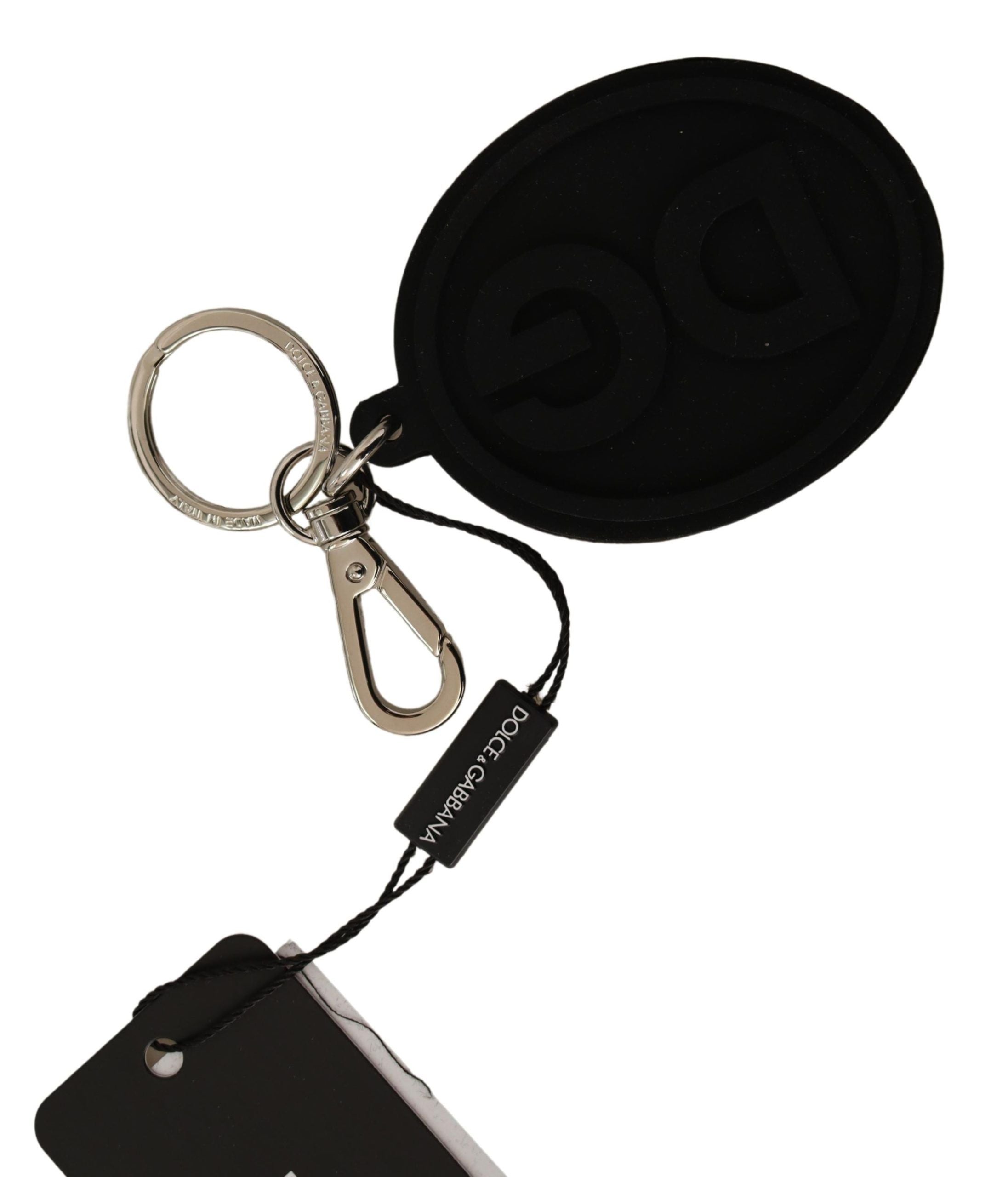 Breloc Dolce & Gabbana Chic Black Cauciuc și Alamă cu Logo