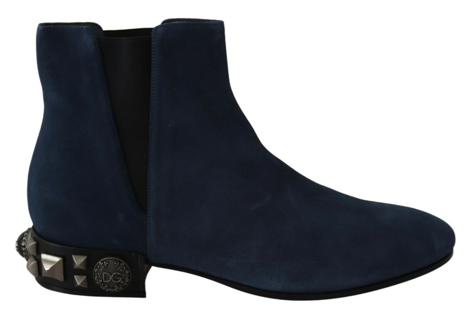 Dolce & Gabbana Schicke blaue Wildlederstiefel mit halbhoher Wadenhöhe und Nietendetails