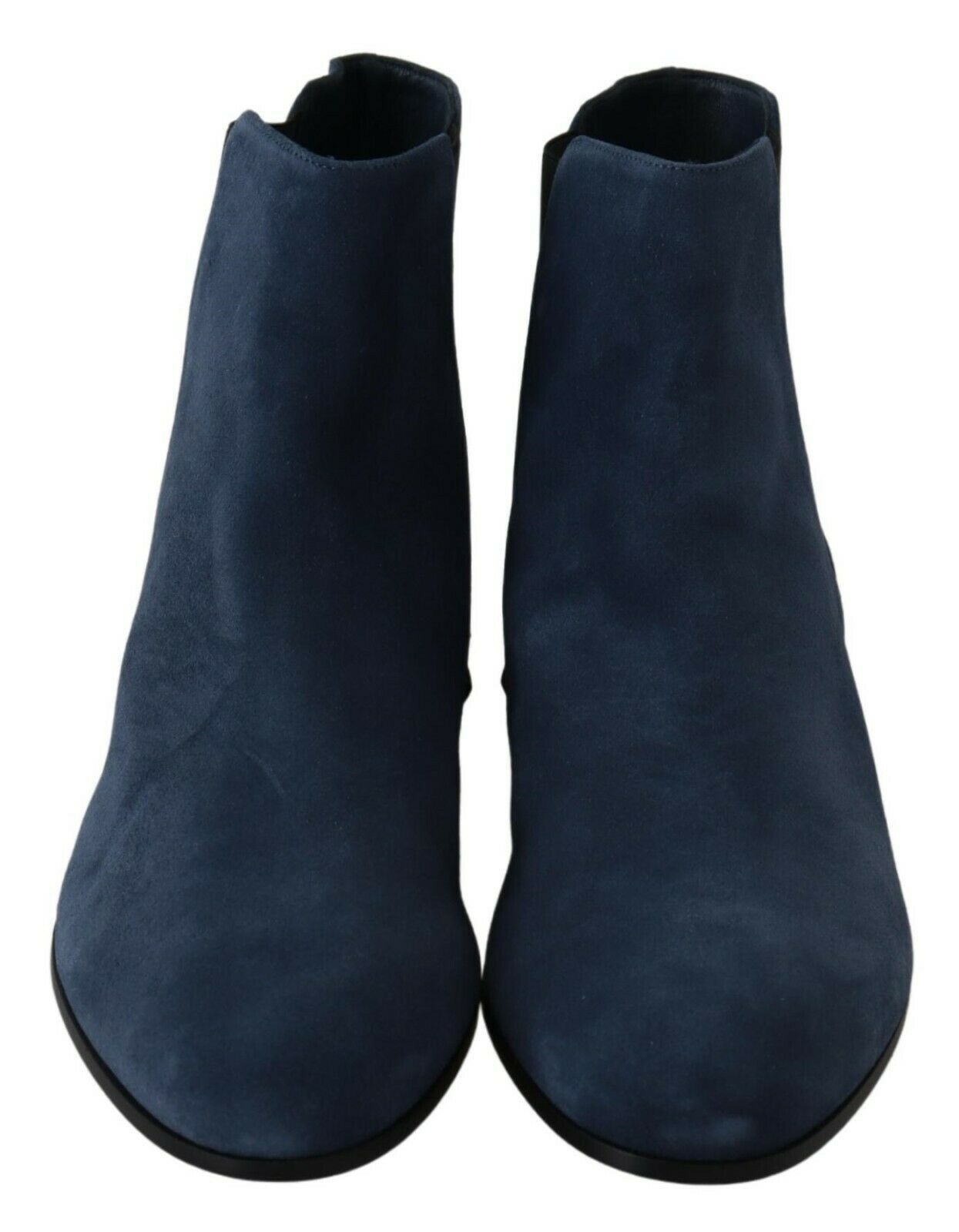 Dolce & Gabbana Schicke blaue Wildlederstiefel mit halbhoher Wadenhöhe und Nietendetails