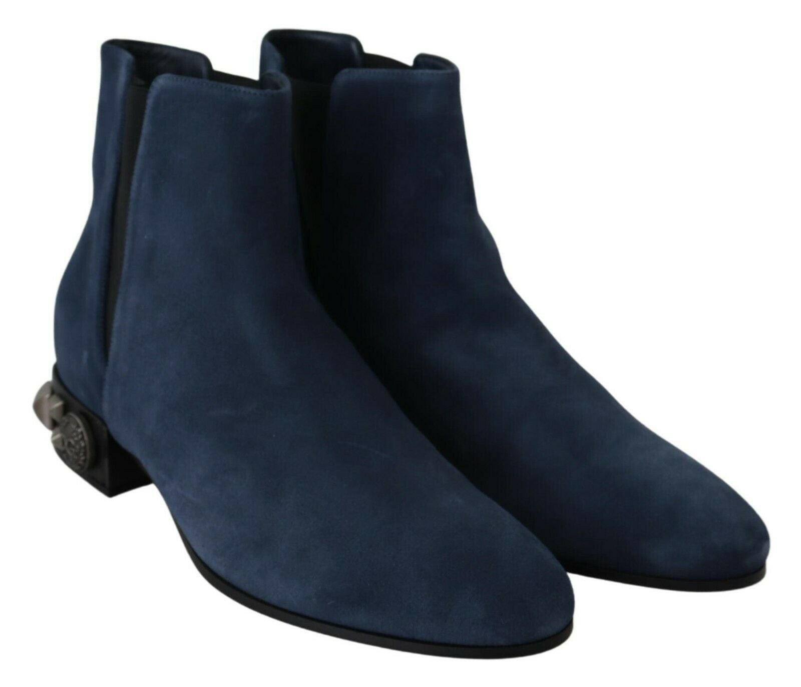 Dolce & Gabbana Schicke blaue Wildlederstiefel mit halbhoher Wadenhöhe und Nietendetails