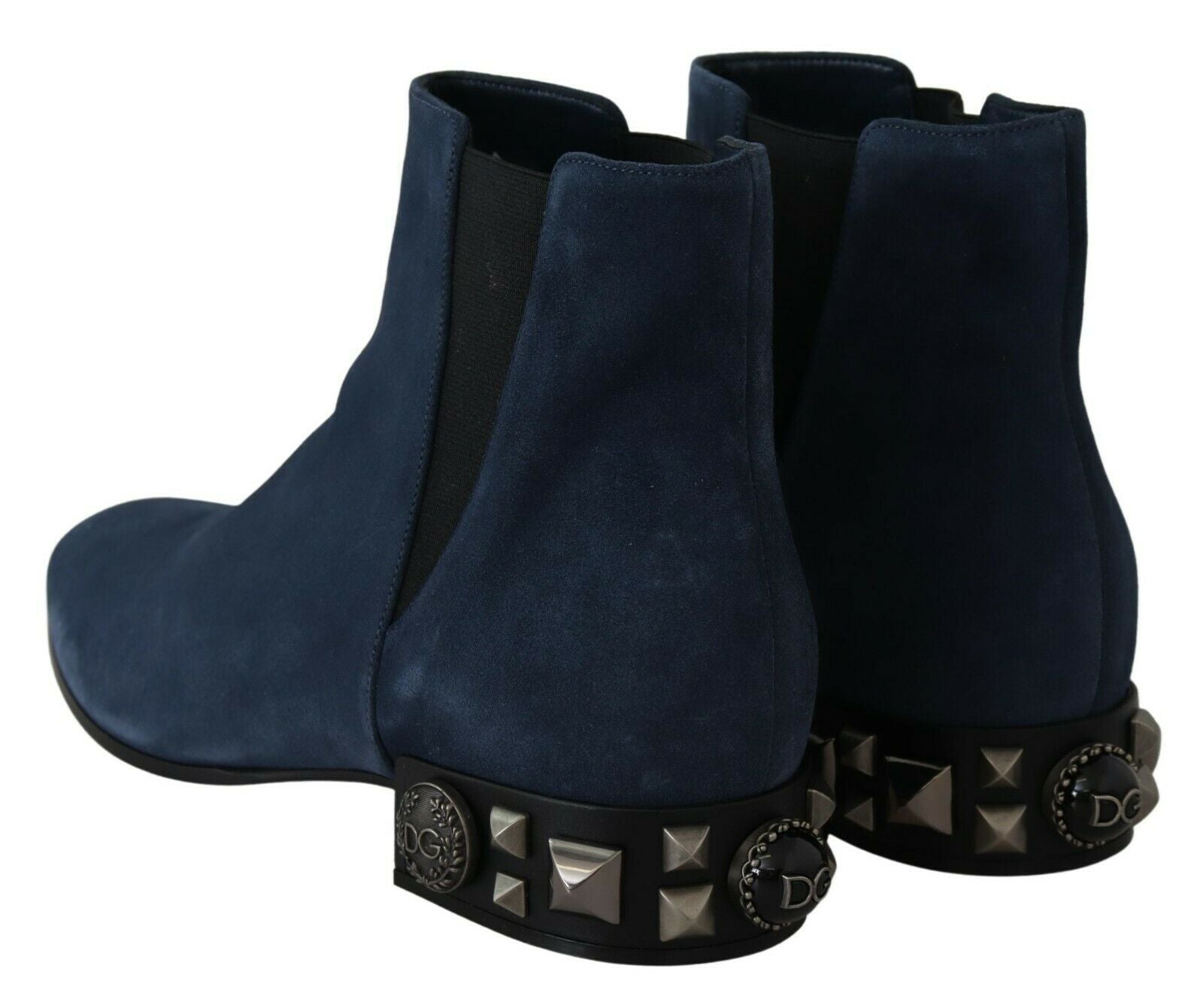 Dolce & Gabbana Schicke blaue Wildlederstiefel mit halbhoher Wadenhöhe und Nietendetails