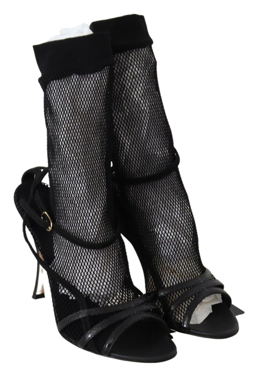 Dolce & Gabbana Schicke schwarze Stiletto-Sandalen aus Netzstoff