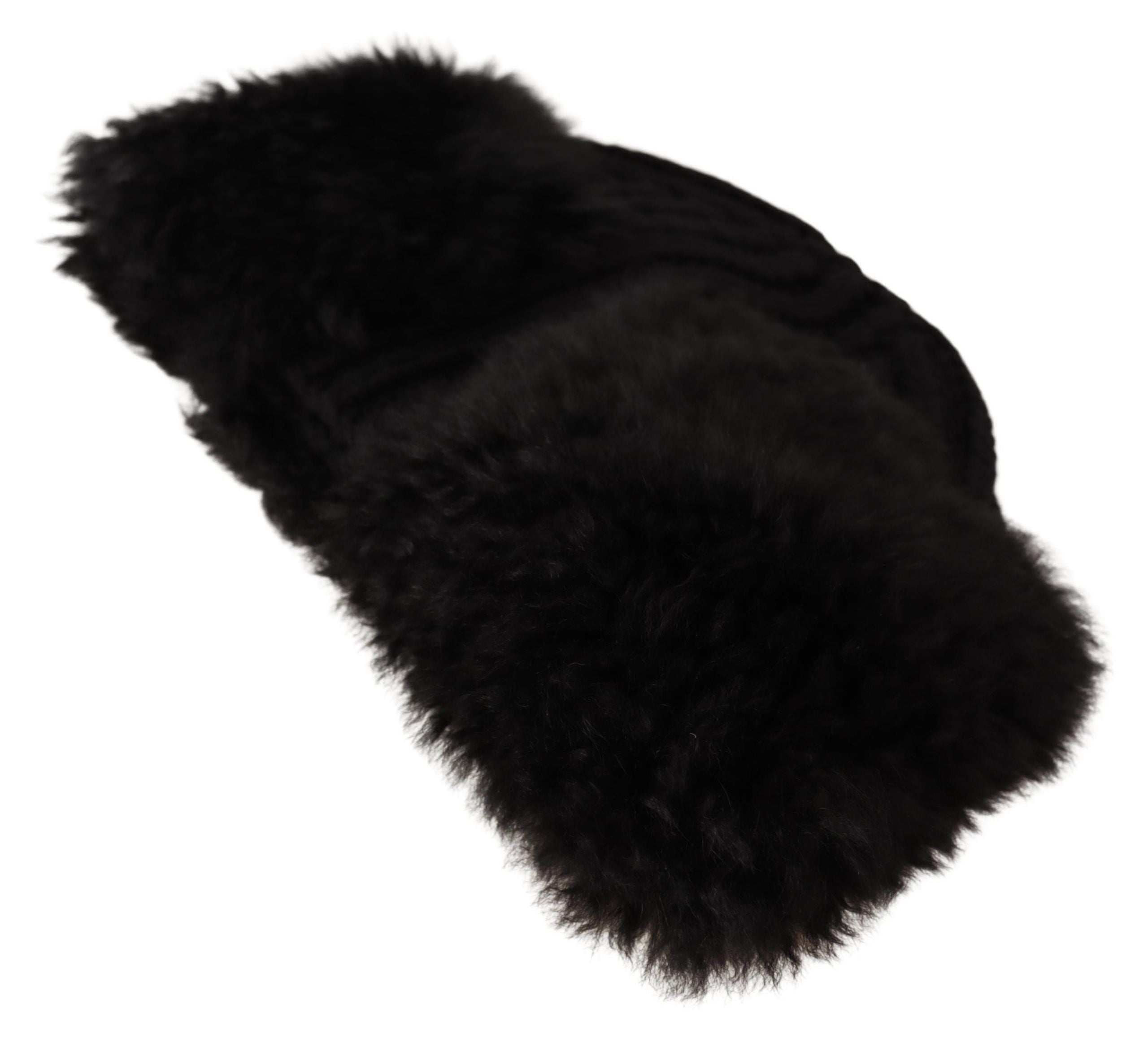 Dolce & Gabbana Elegante schwarze Kaschmir-Alpaka-Pelzmütze