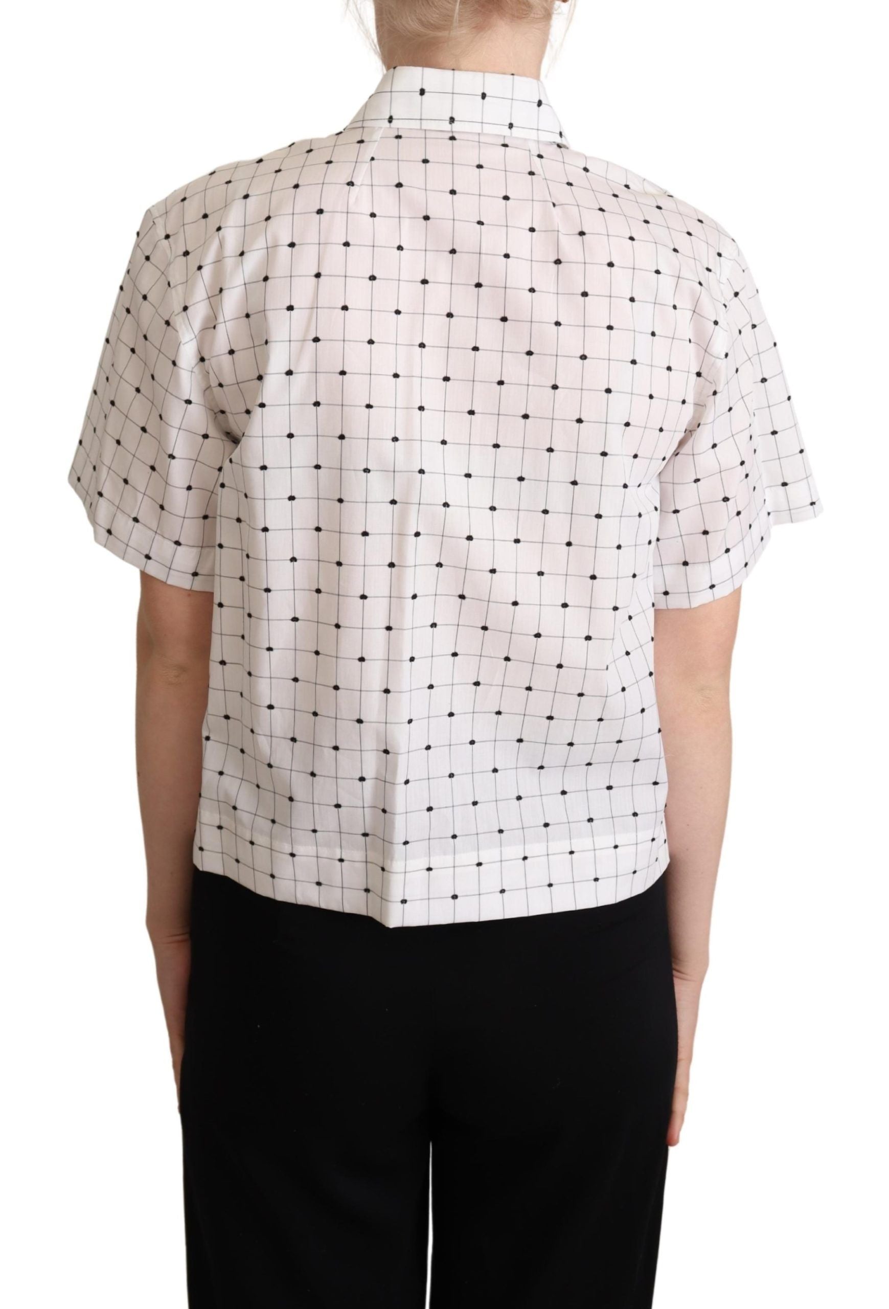 Dolce & Gabbana Bluză polo cu buline monocrome elegante