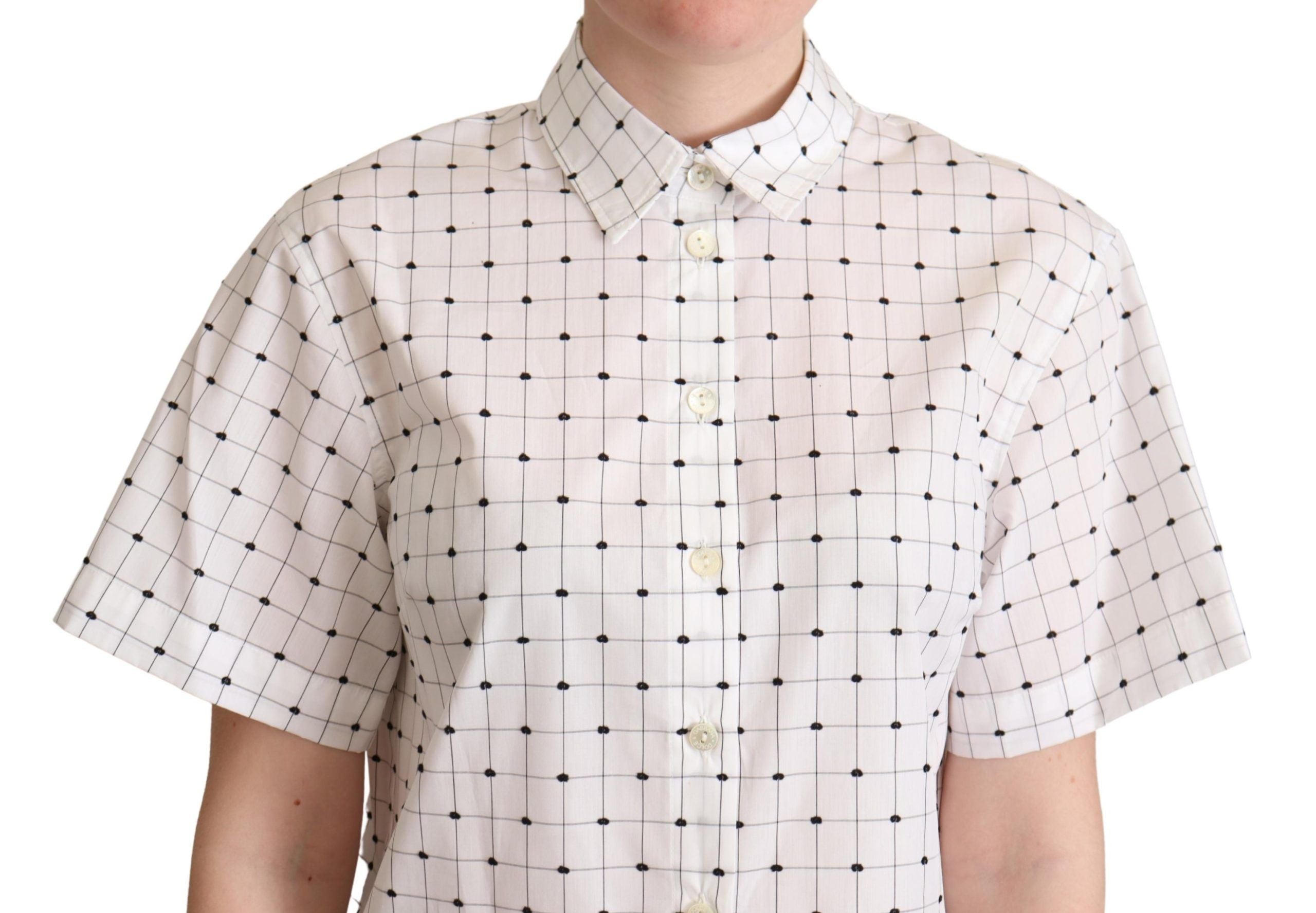 Dolce & Gabbana Bluză polo cu buline monocrome elegante