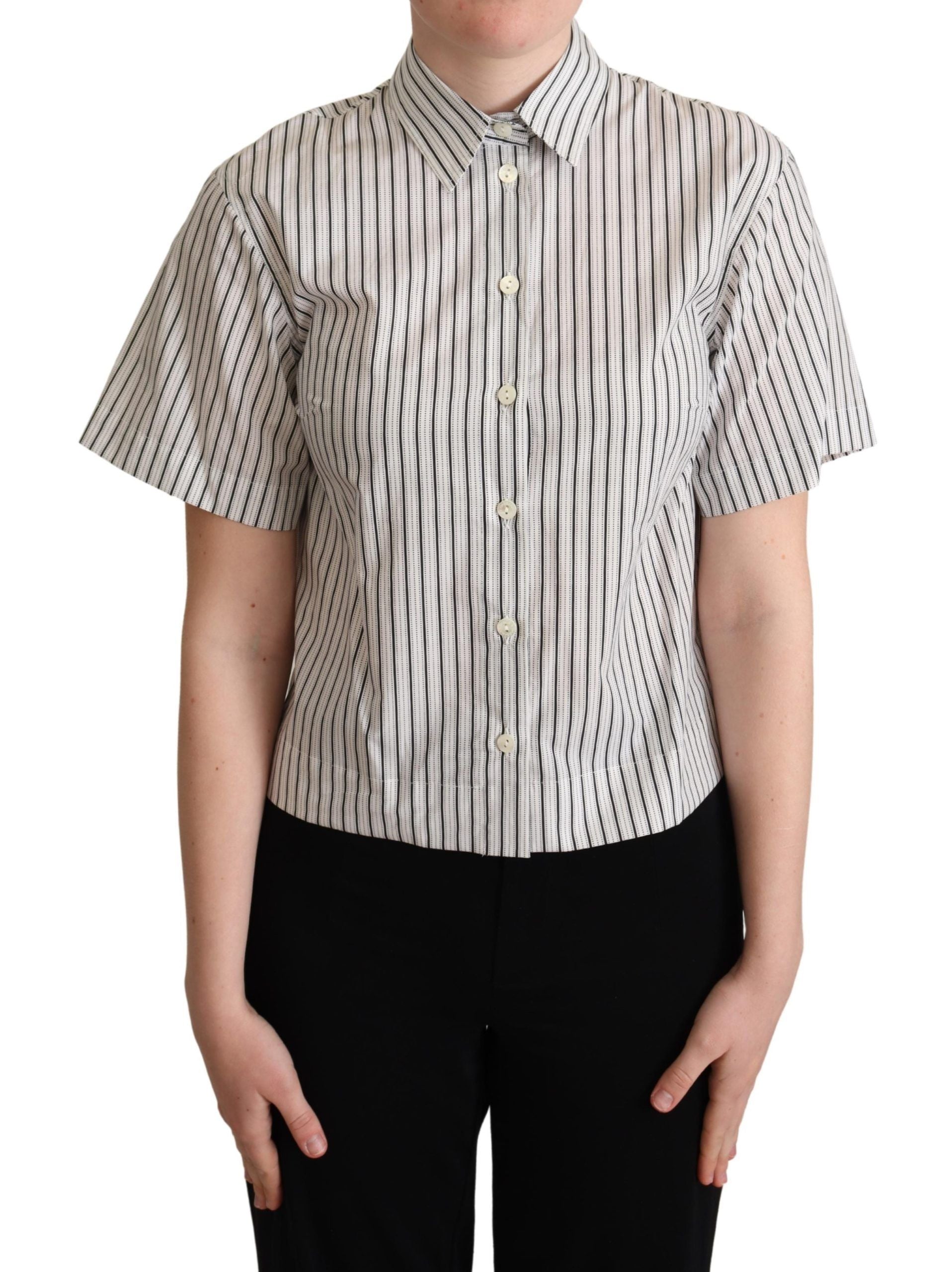 Tricou polo cu dungi monocrome elegante Dolce & Gabbana