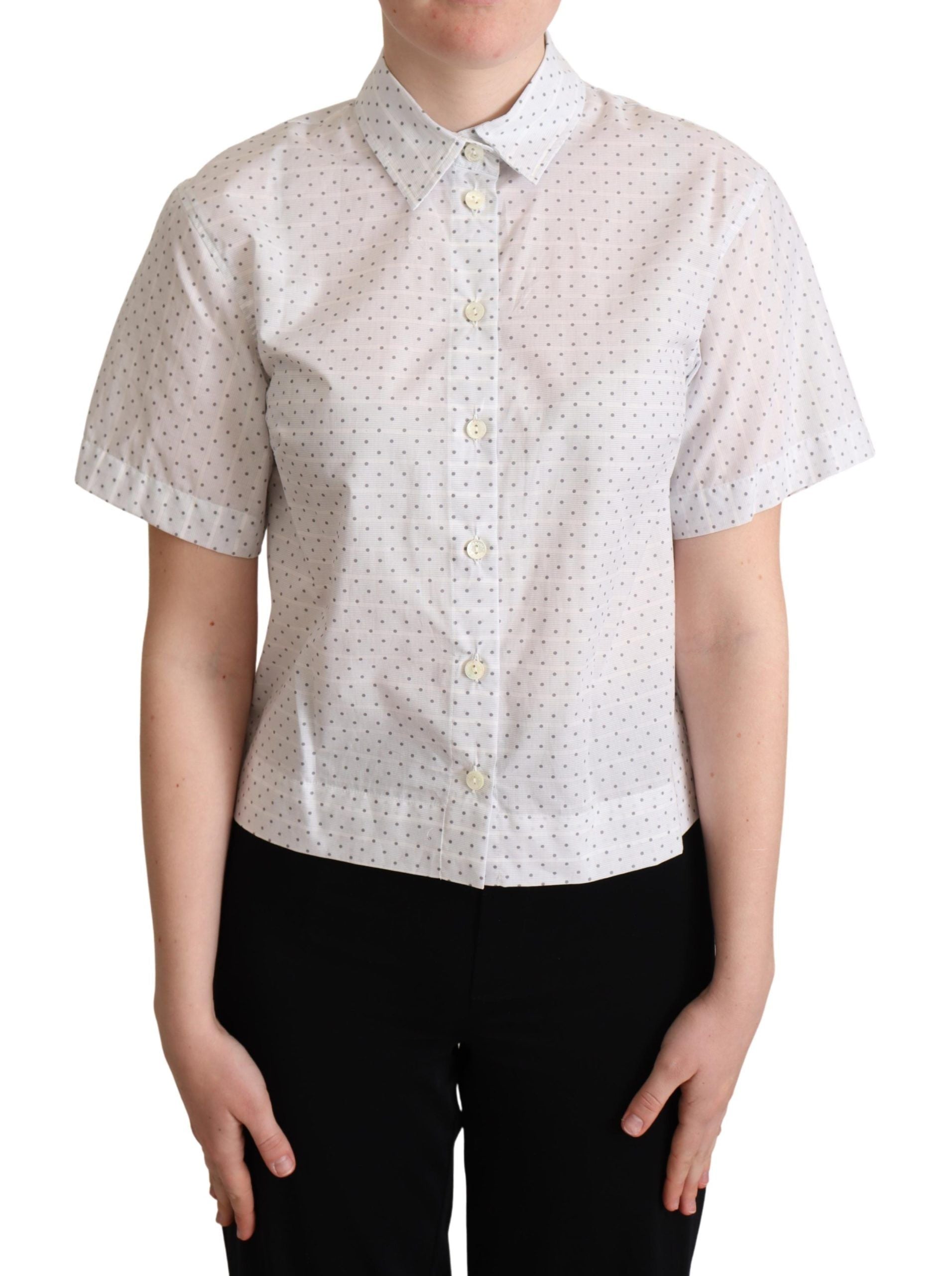 Dolce & Gabbana Bluză polo elegantă din bumbac cu buline