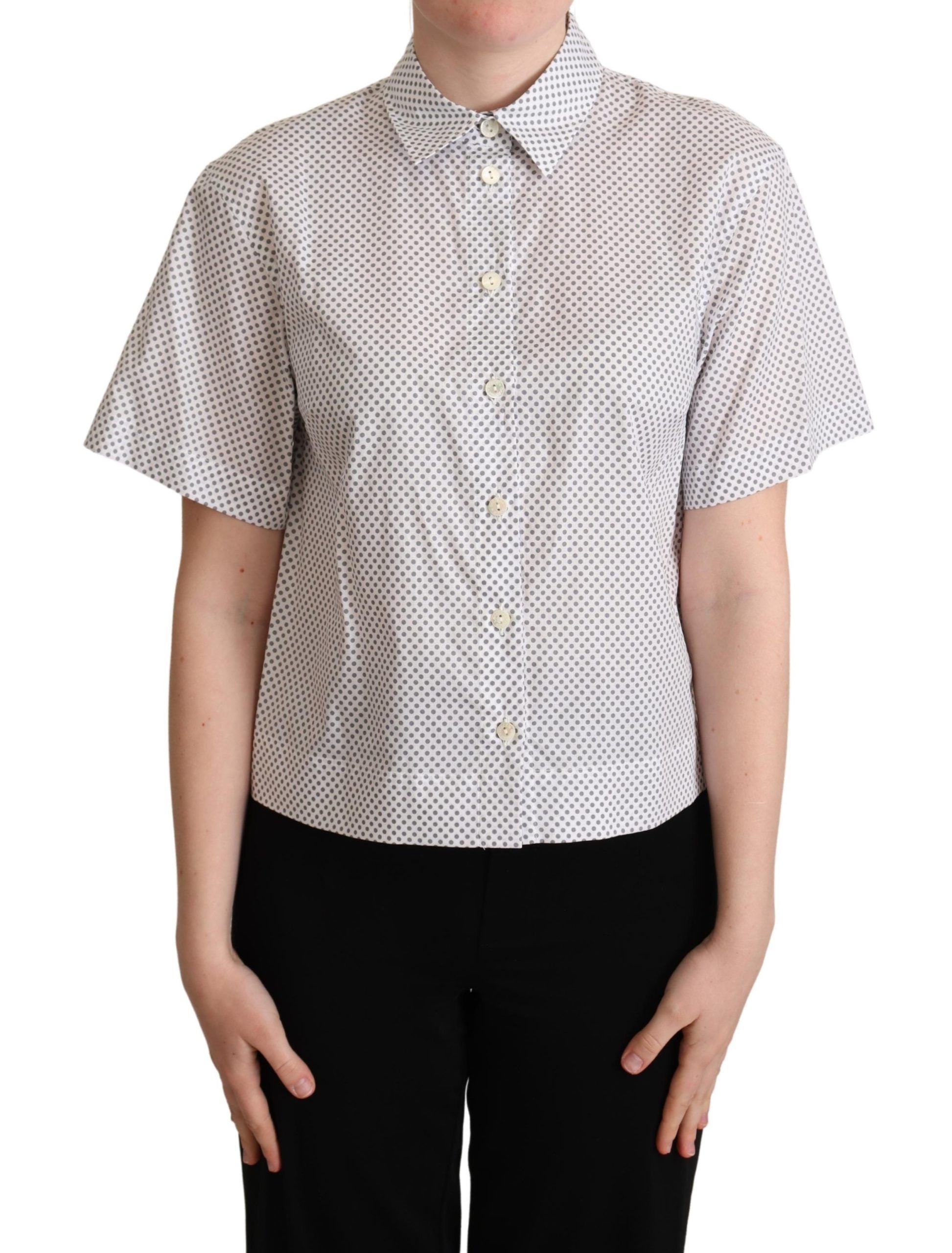 Dolce & Gabbana Tricou polo cu mânecă scurtă gri elegant cu buline
