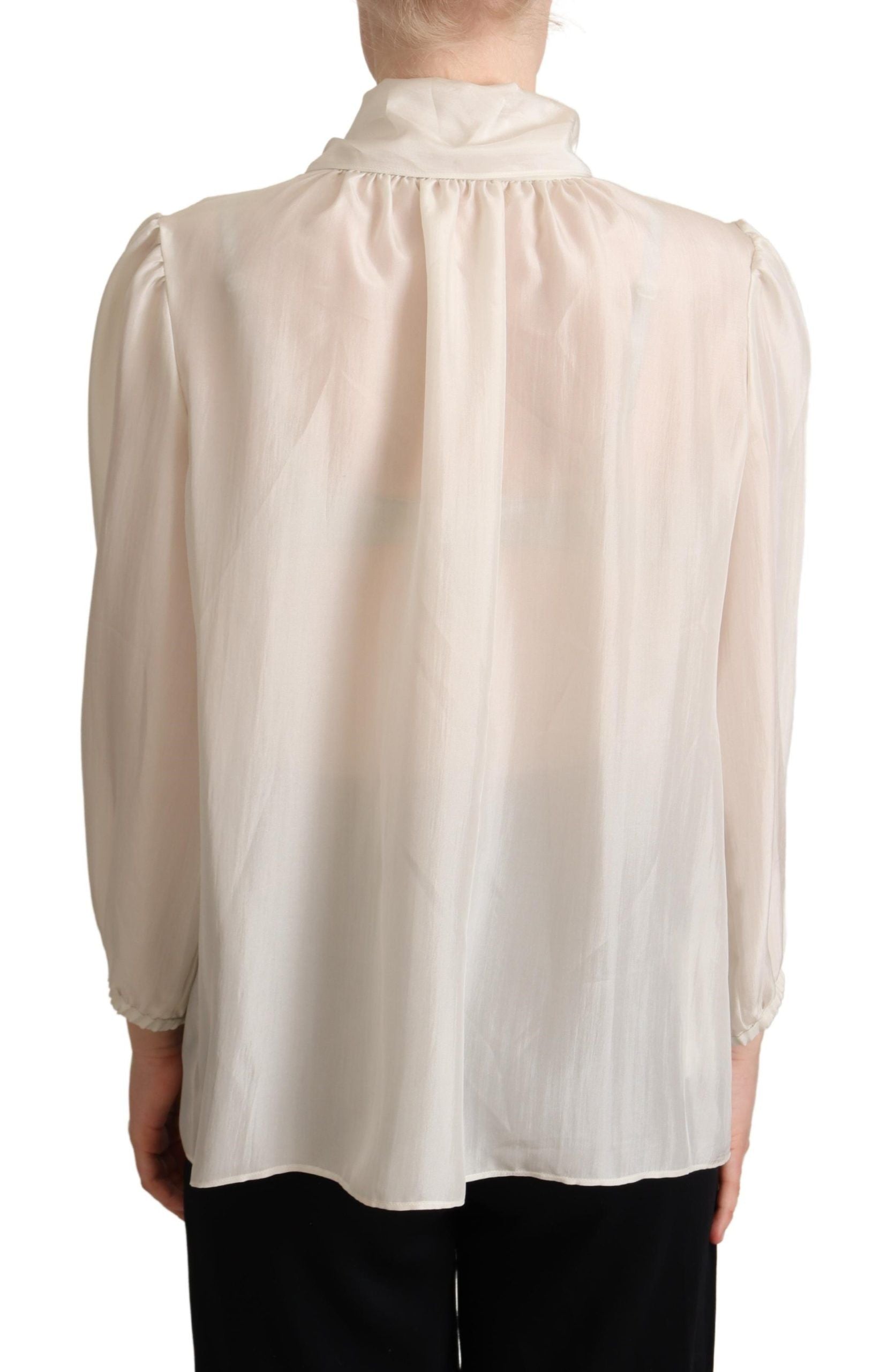 Dolce & Gabbana Elegante hellgraue Ascot-Bluse aus Seide