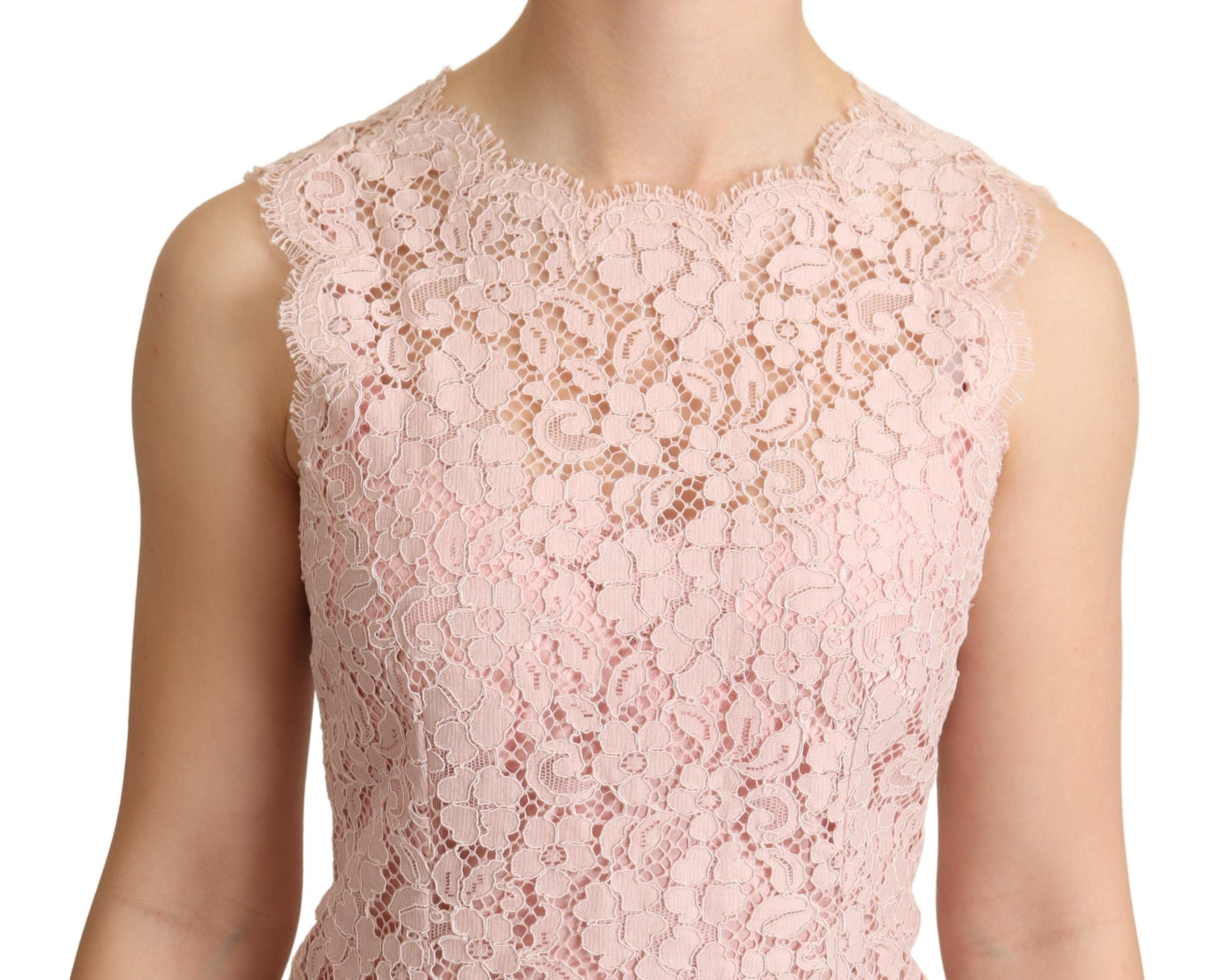 Dolce & Gabbana Elegante ärmellose Bluse aus rosa Spitze