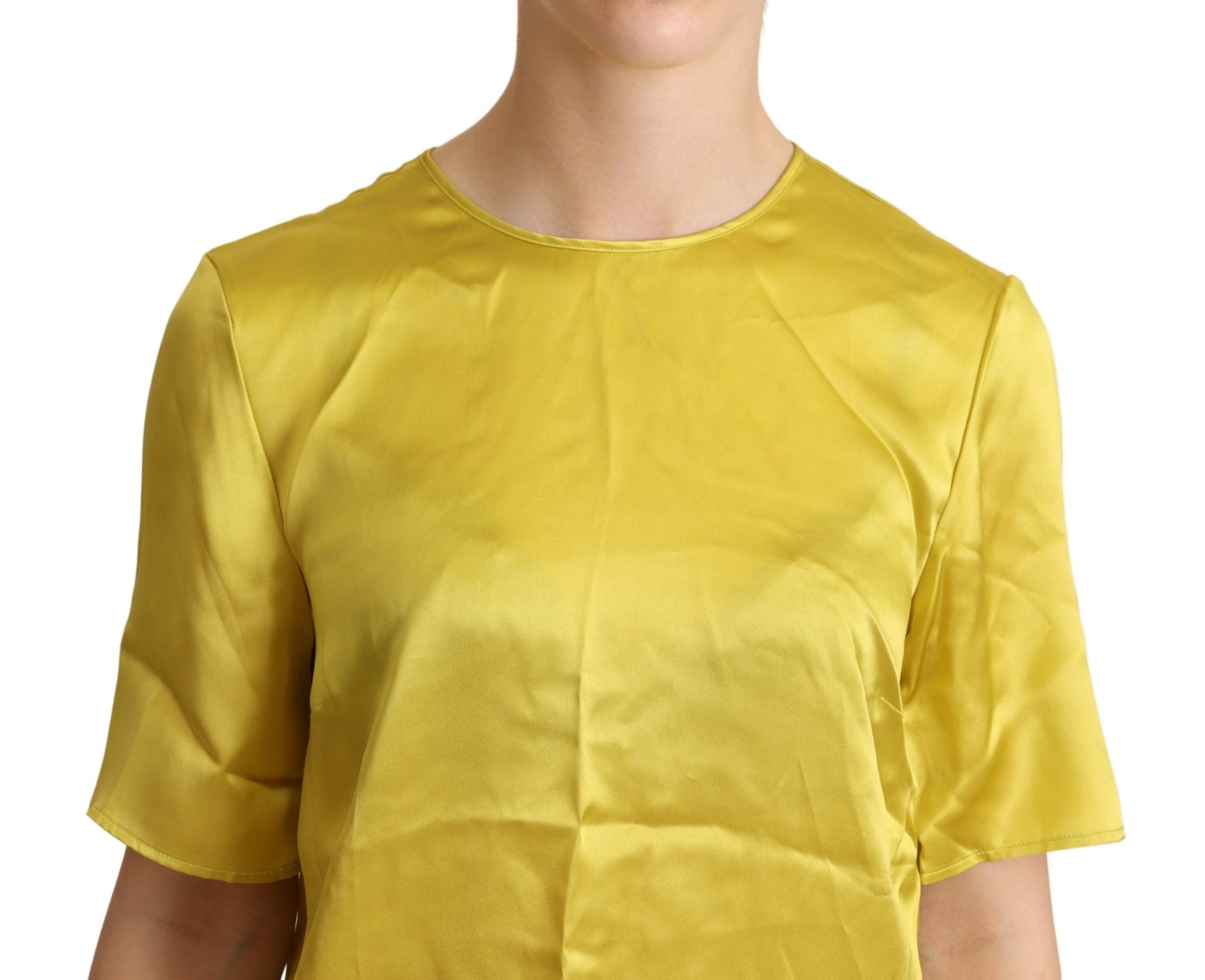 Dolce & Gabbana Elegantes Kurzarm-Blusetop aus Seide - Gelb