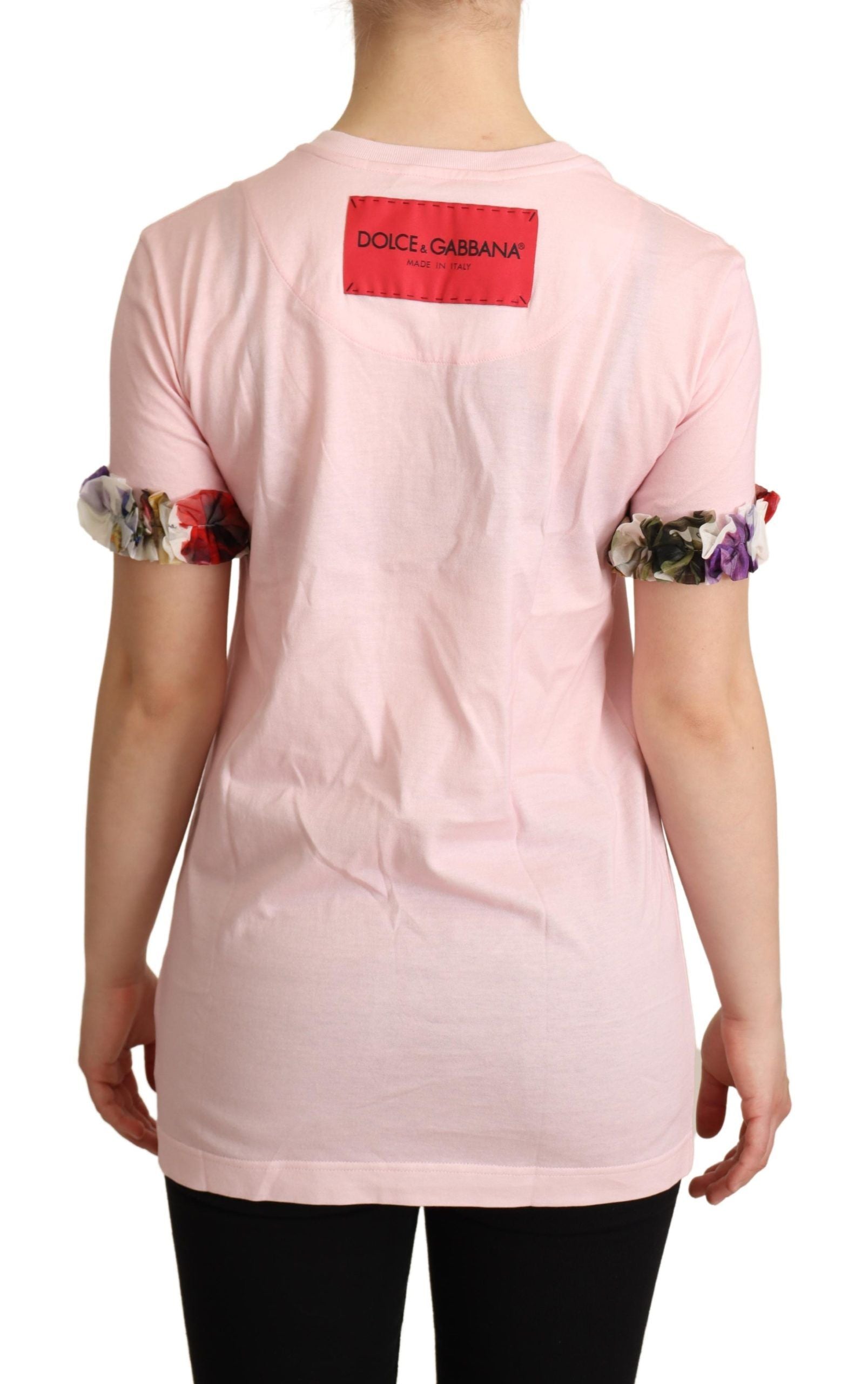 Dolce & Gabbana – Elegantes T-Shirt mit floraler Rosenapplikation