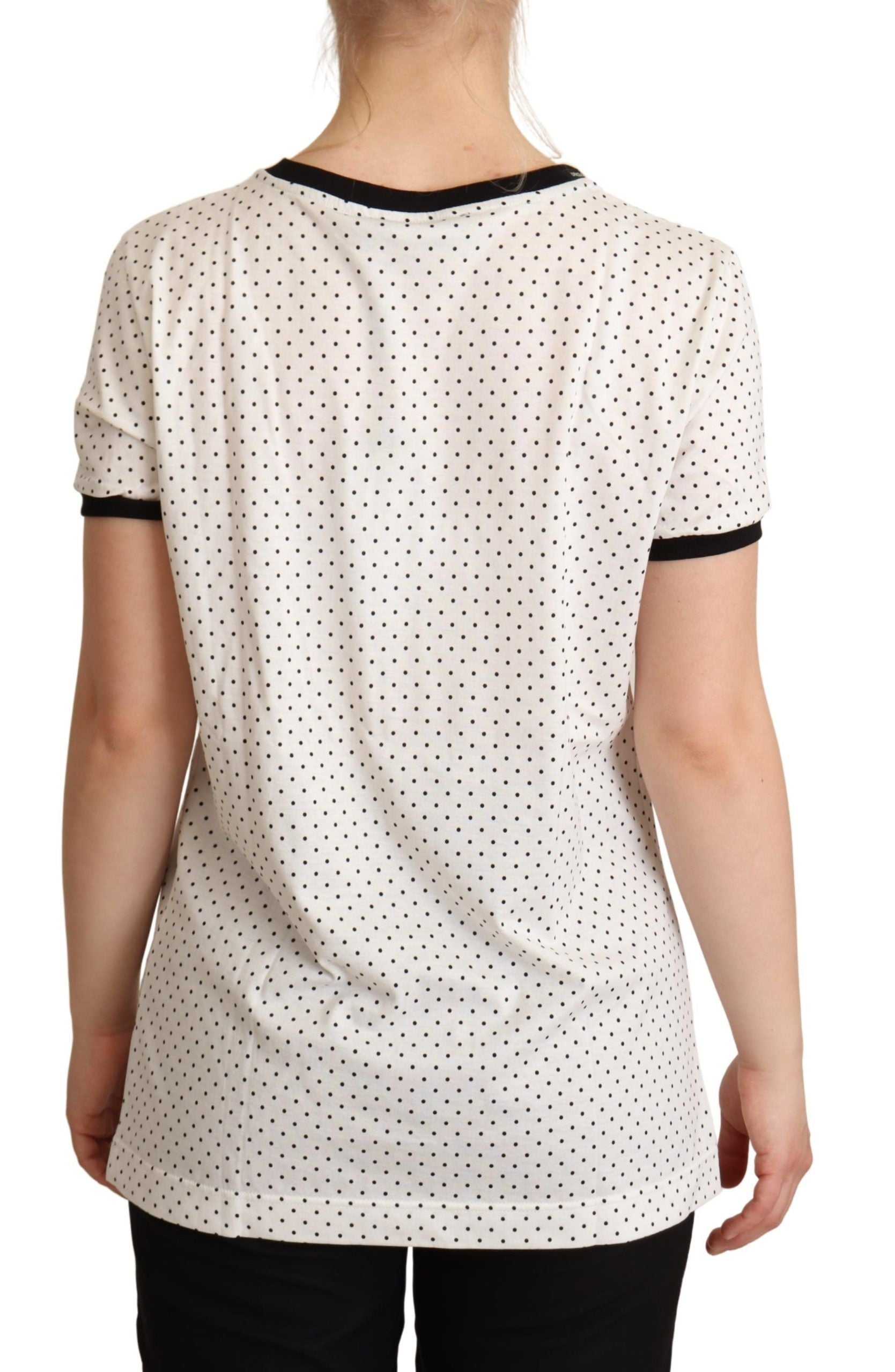 Tricou Dolce & Gabbana cu guler rotund din bumbac și buline