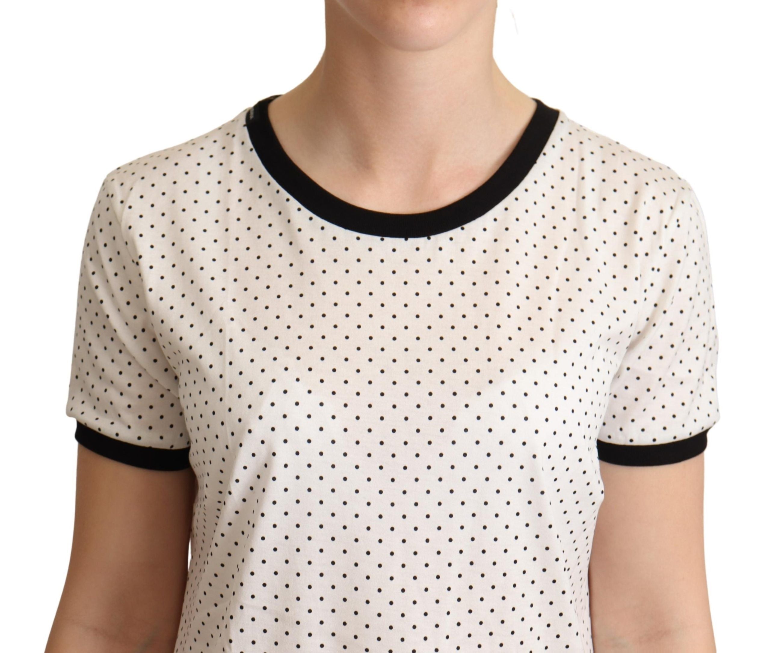 Tricou Dolce & Gabbana cu guler rotund din bumbac și buline