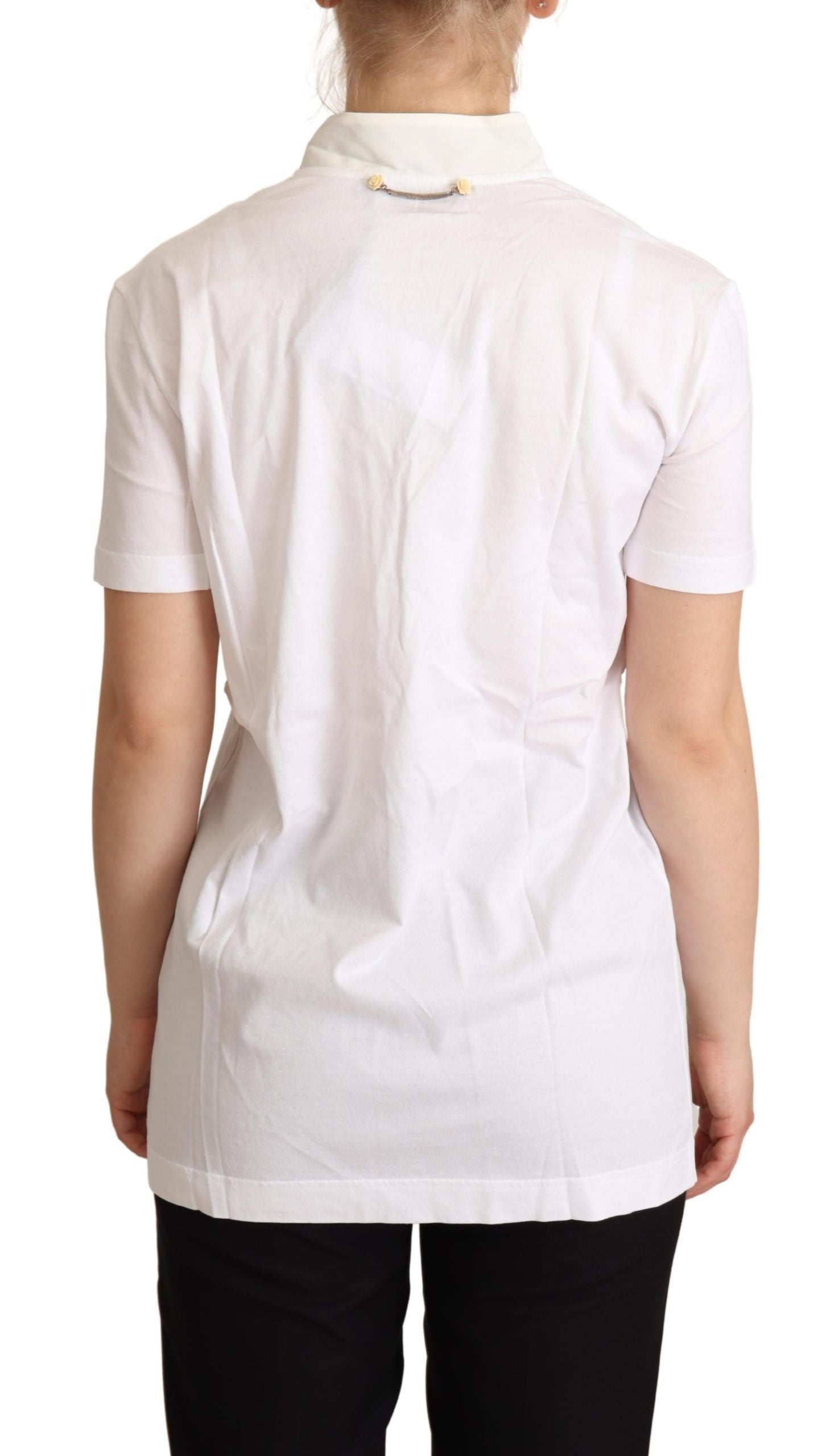 Tricou Dolce & Gabbana Chic White Love Motif din amestec de mătase
