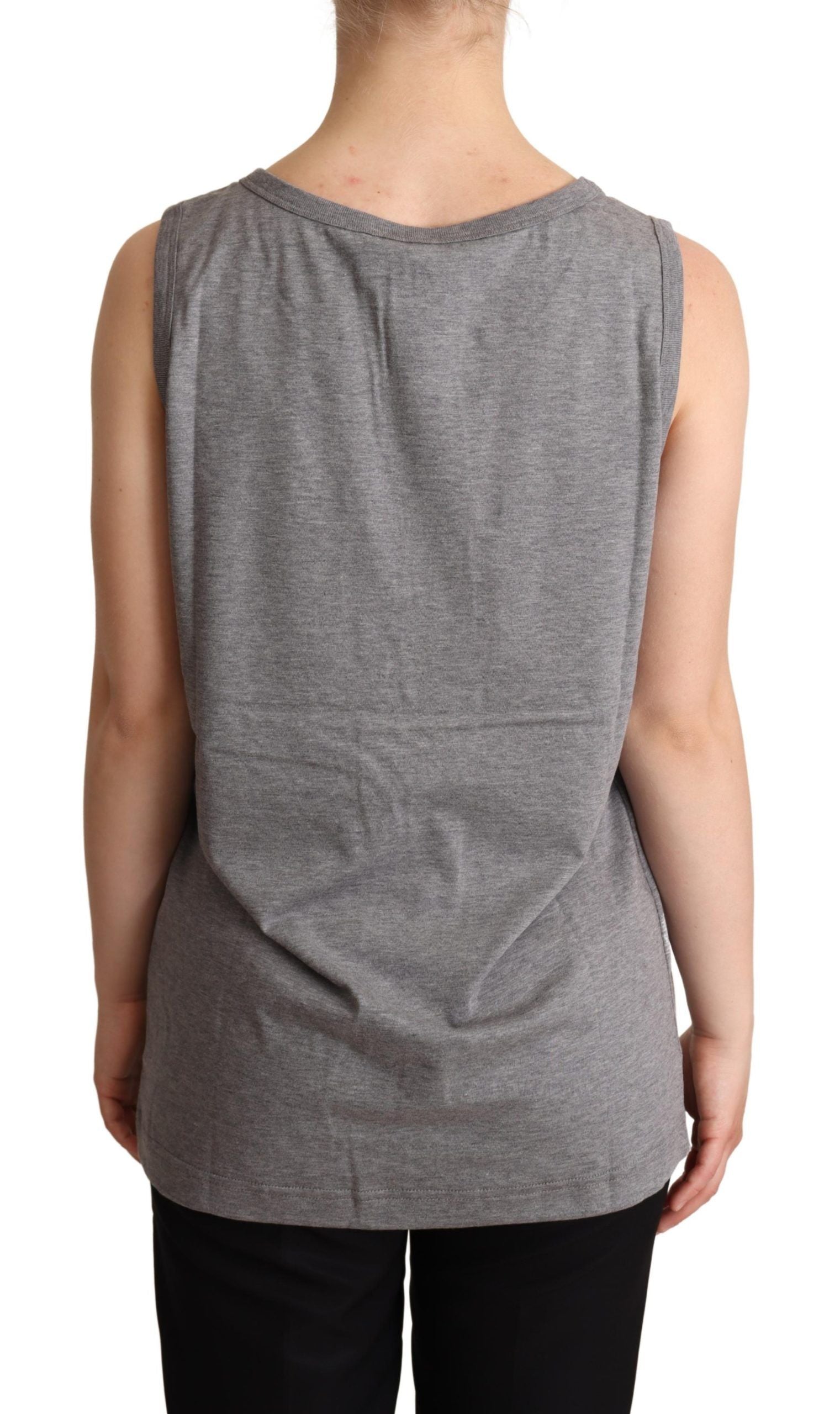 Dolce & Gabbana Elegantes ärmelloses Tanktop aus grauem Baumwolljersey