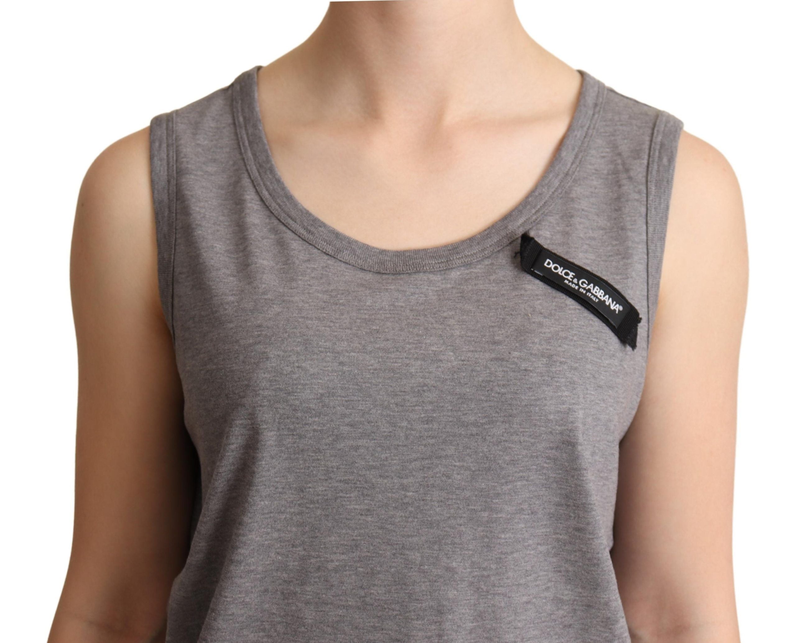 Dolce & Gabbana Elegantes ärmelloses Tanktop aus grauem Baumwolljersey