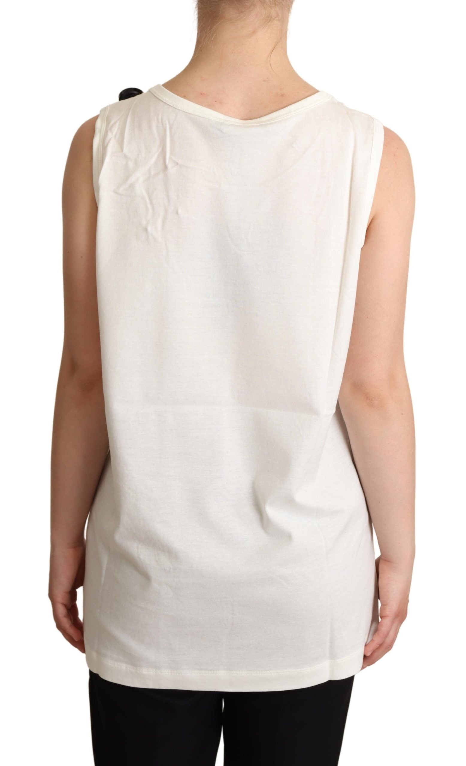 Dolce & Gabbana Schickes ärmelloses Tanktop mit Hunde-Blumenmuster