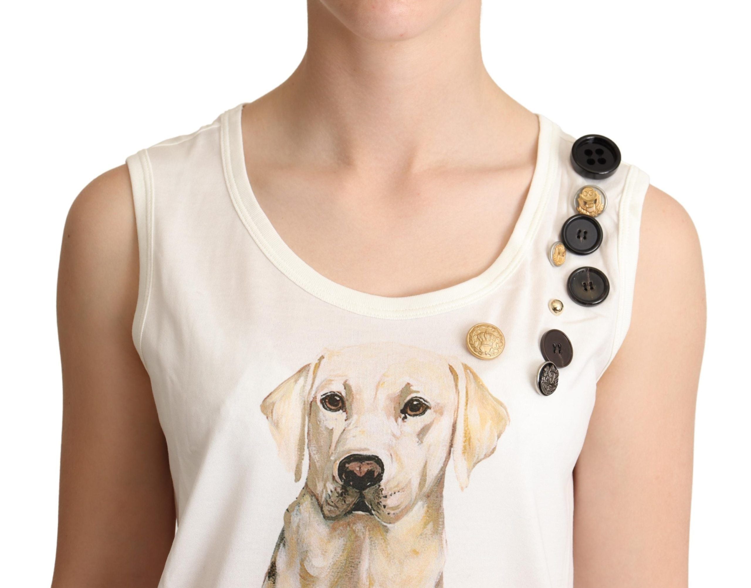 Dolce & Gabbana Schickes ärmelloses Tanktop mit Hunde-Blumenmuster