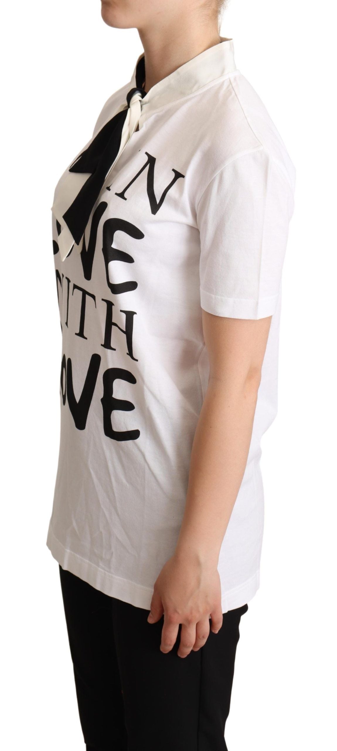 Dolce & Gabbana – T-Shirt aus Seide und Baumwolle mit „Chic Love“-Slogan
