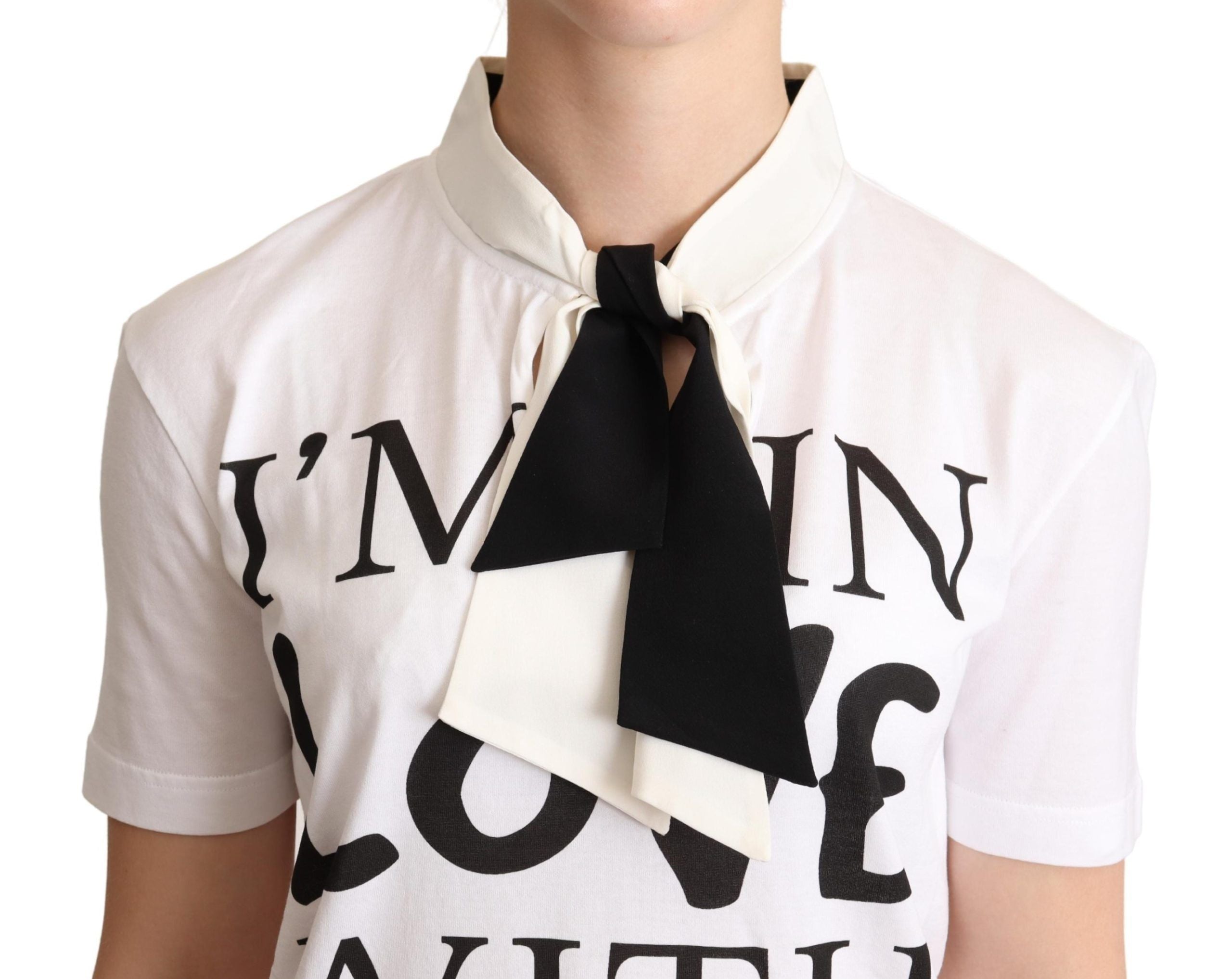 Dolce & Gabbana – T-Shirt aus Seide und Baumwolle mit „Chic Love“-Slogan
